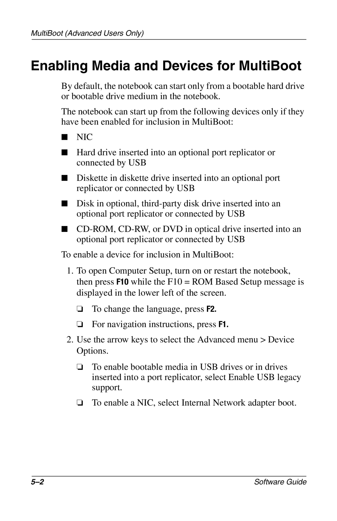 Compaq 285558-001 manual Enabling Media and Devices for MultiBoot, Nic 