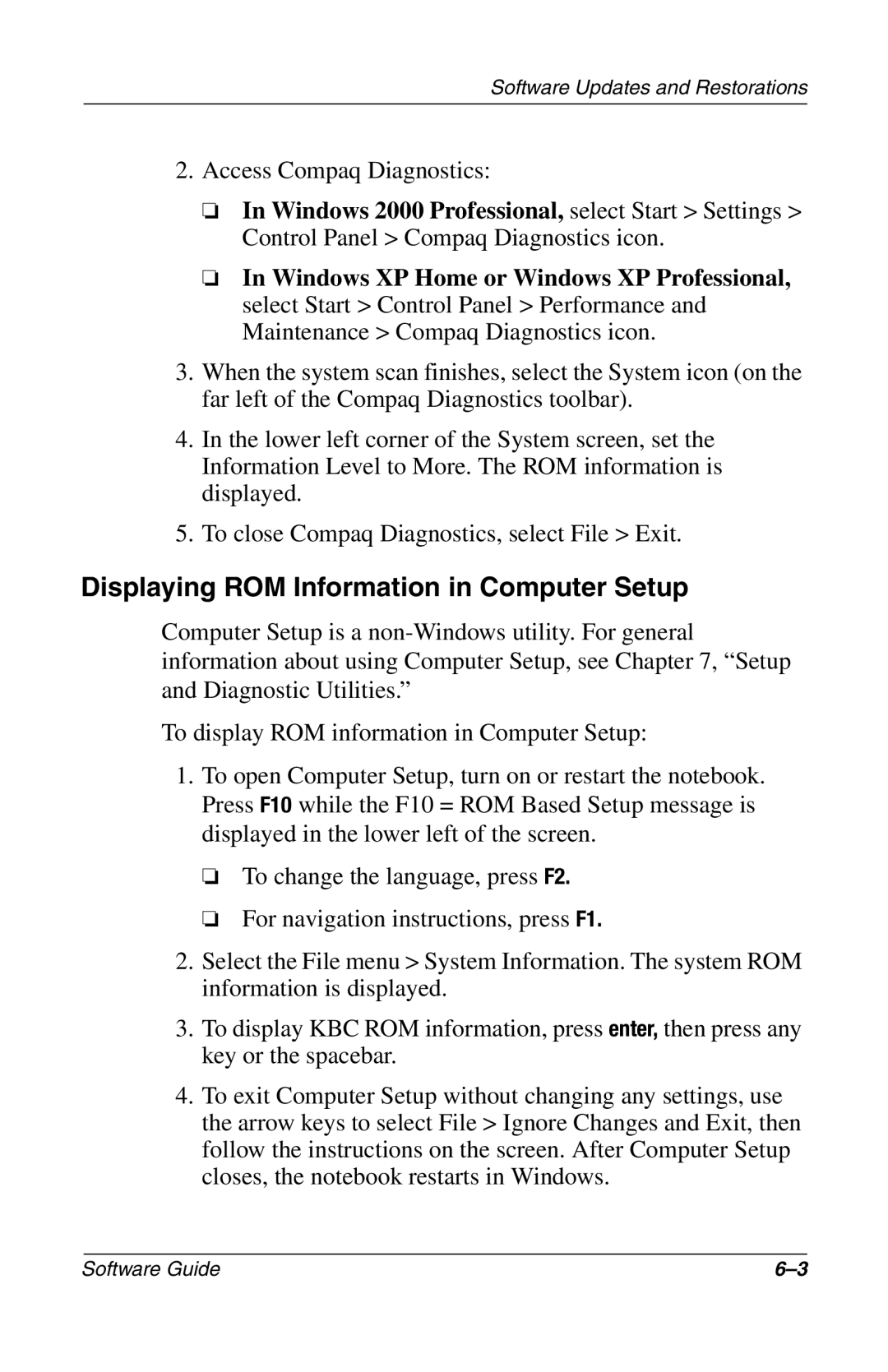 Compaq 285558-001 manual Displaying ROM Information in Computer Setup 