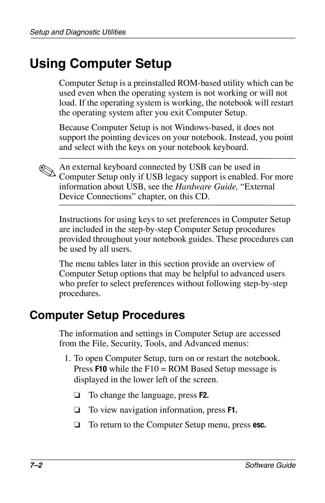 Compaq 285558-001 manual Using Computer Setup, Computer Setup Procedures 