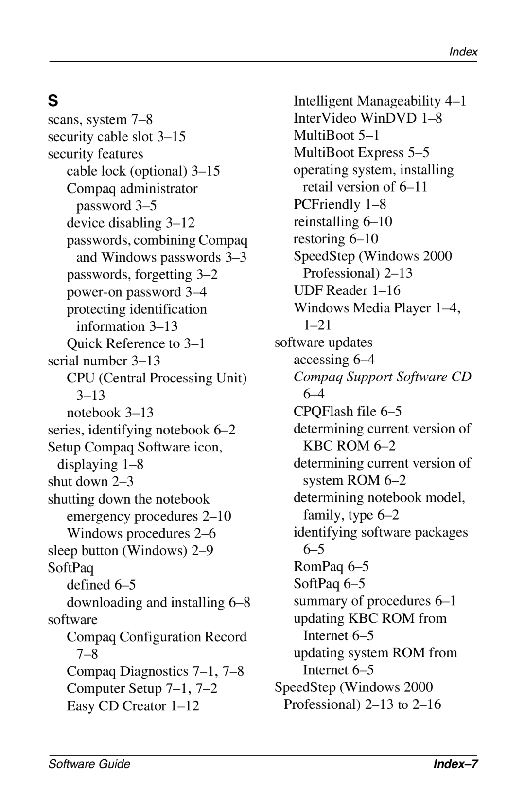 Compaq 285558-001 manual Index-7 