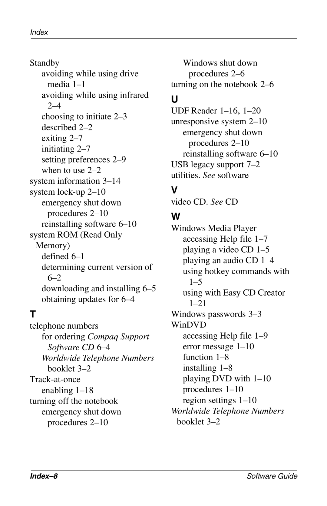 Compaq 285558-001 manual Worldwide Telephone Numbers 