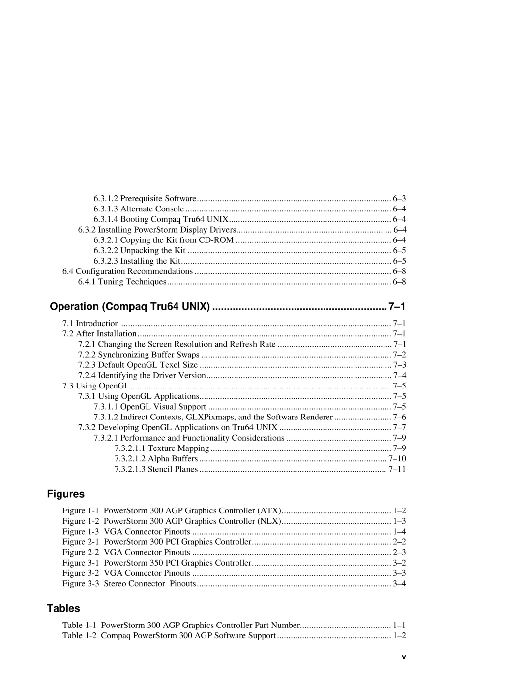 Compaq 300 manual Operation Compaq Tru64 Unix, Tables 