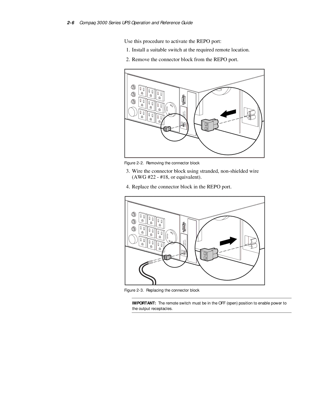 Compaq 3000 Series manual Removing the connector block 