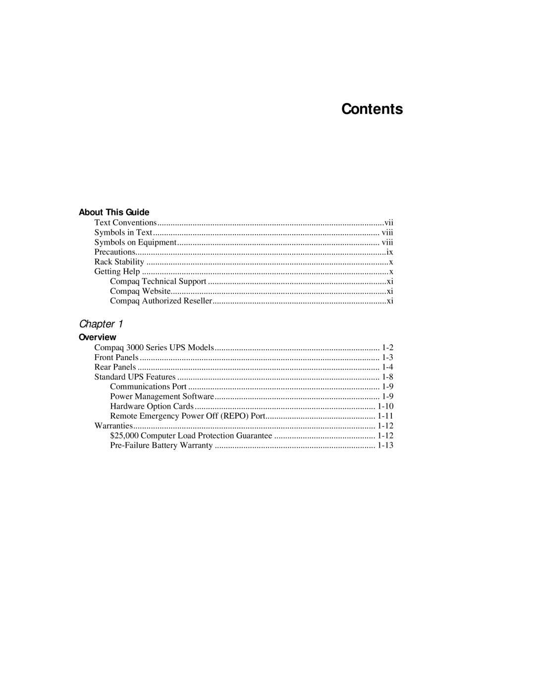 Compaq 3000 Series manual Contents 