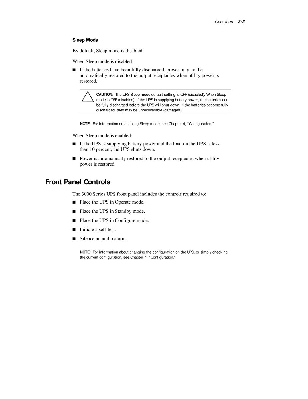 Compaq 3000 Series manual Front Panel Controls, Sleep Mode, Operation 