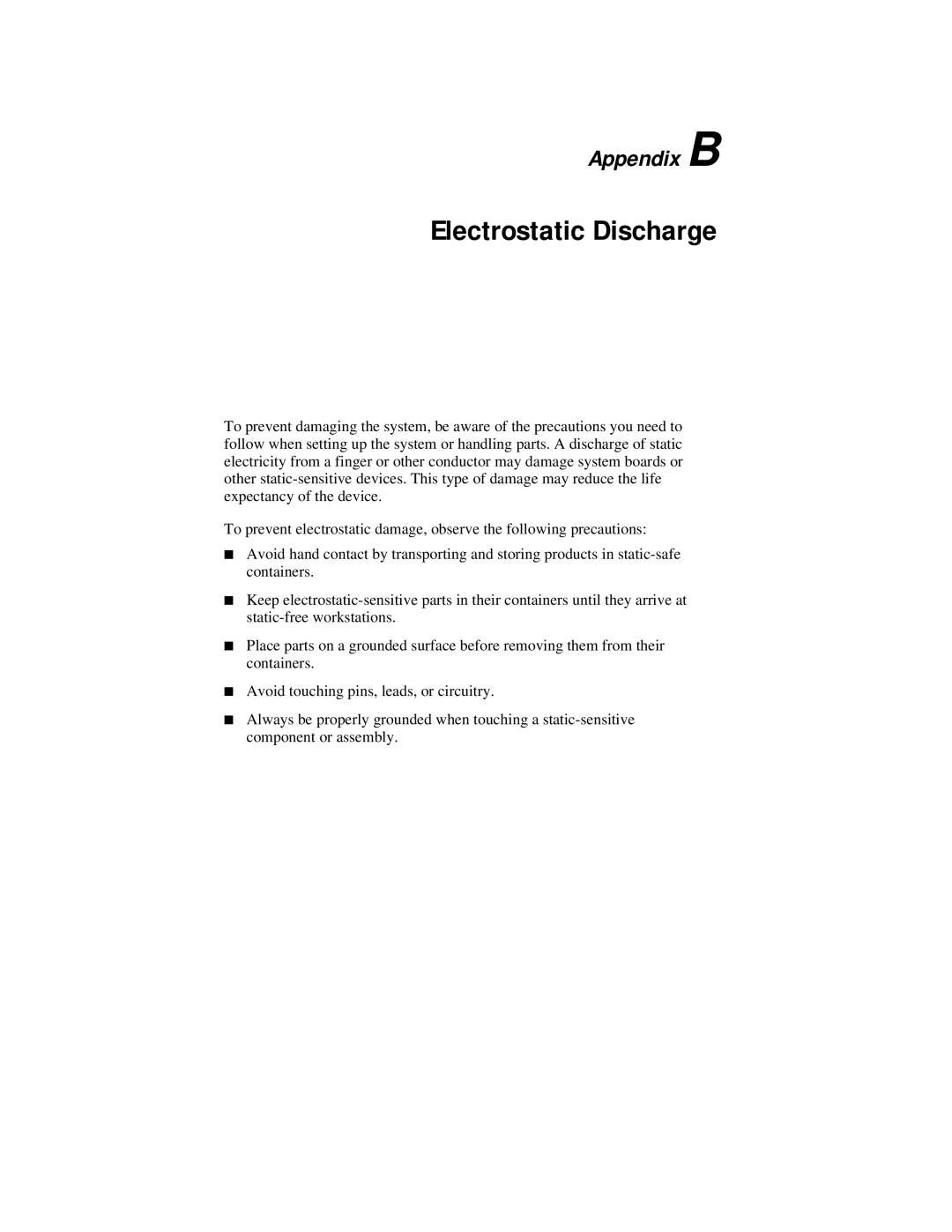 Compaq 3000 Series manual Electrostatic Discharge 