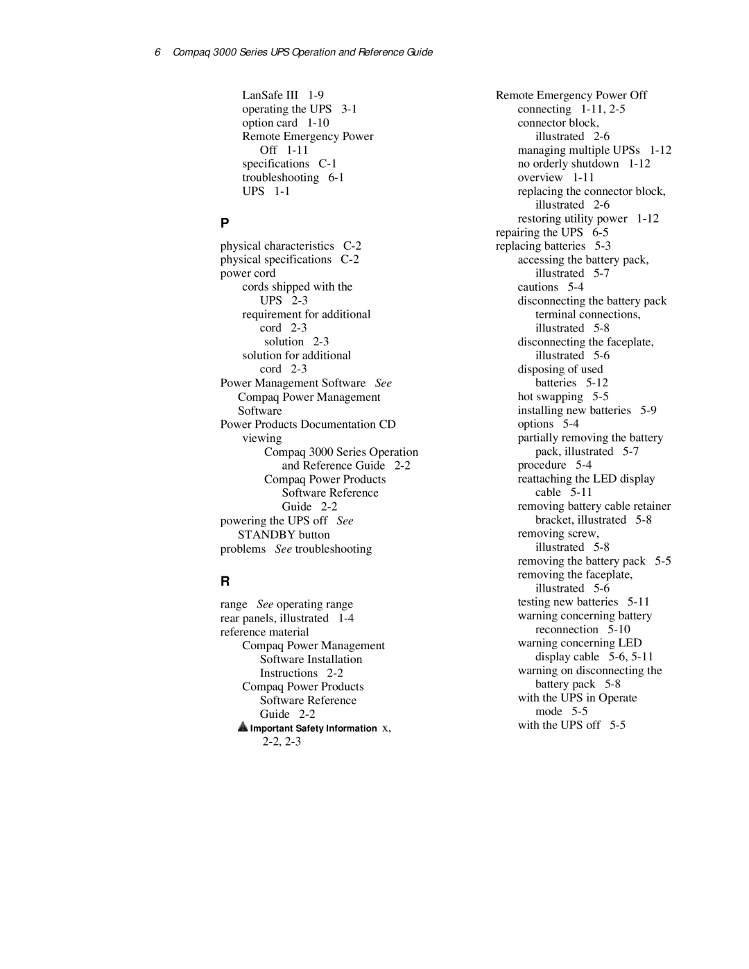 Compaq 3000 Series manual Important Safety Information 