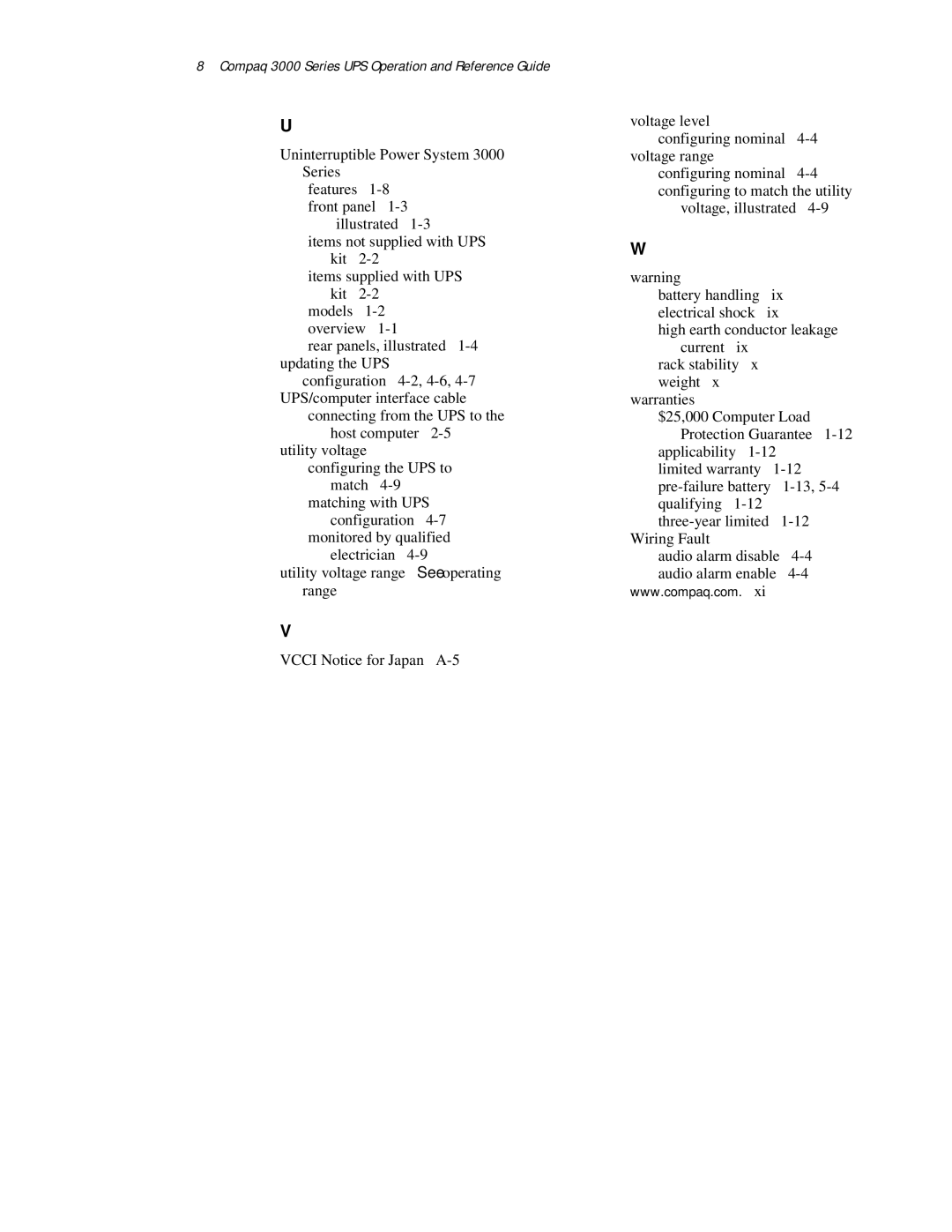 Compaq manual Compaq 3000 Series UPS Operation and Reference Guide 