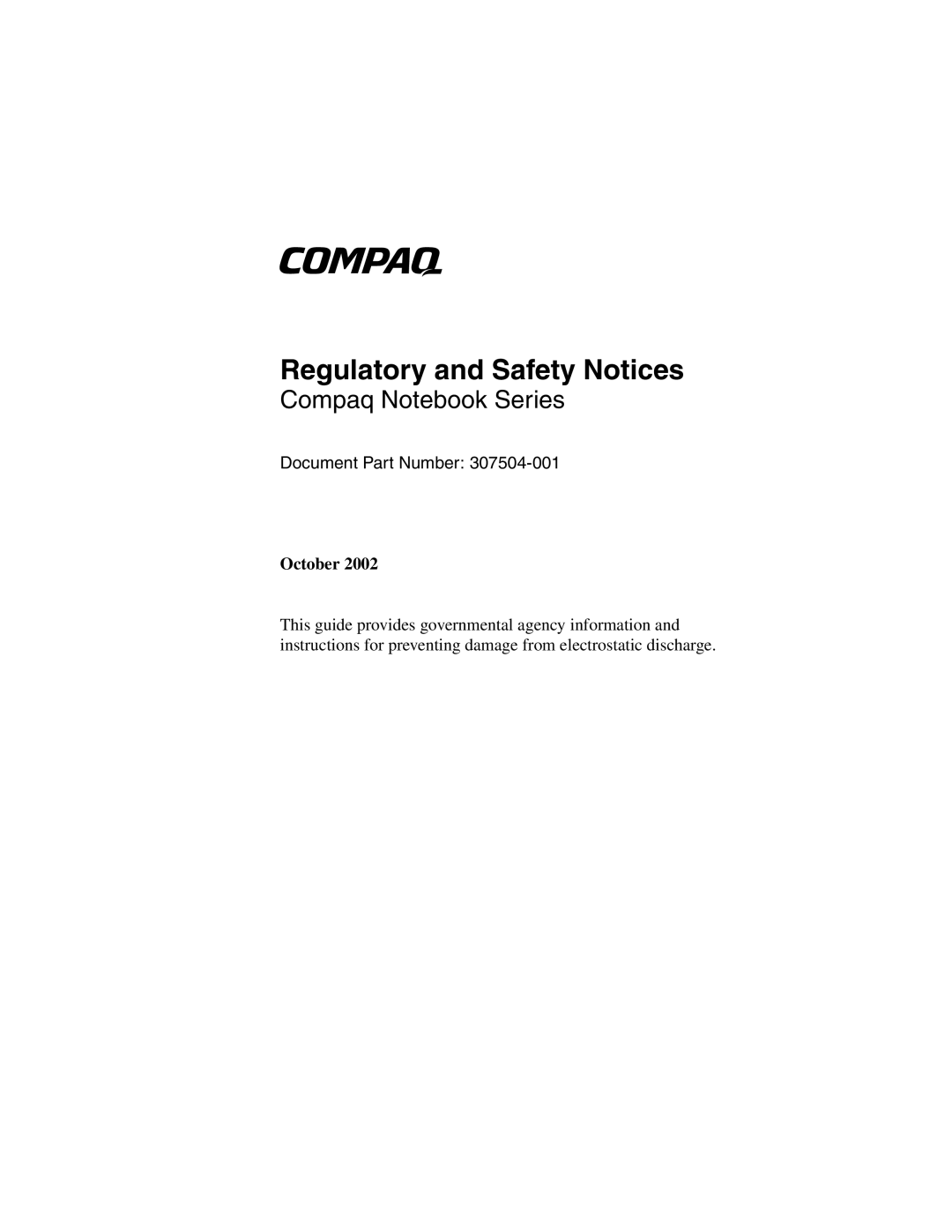 Compaq 3000 Series manual Regulatory and Safety Notices 