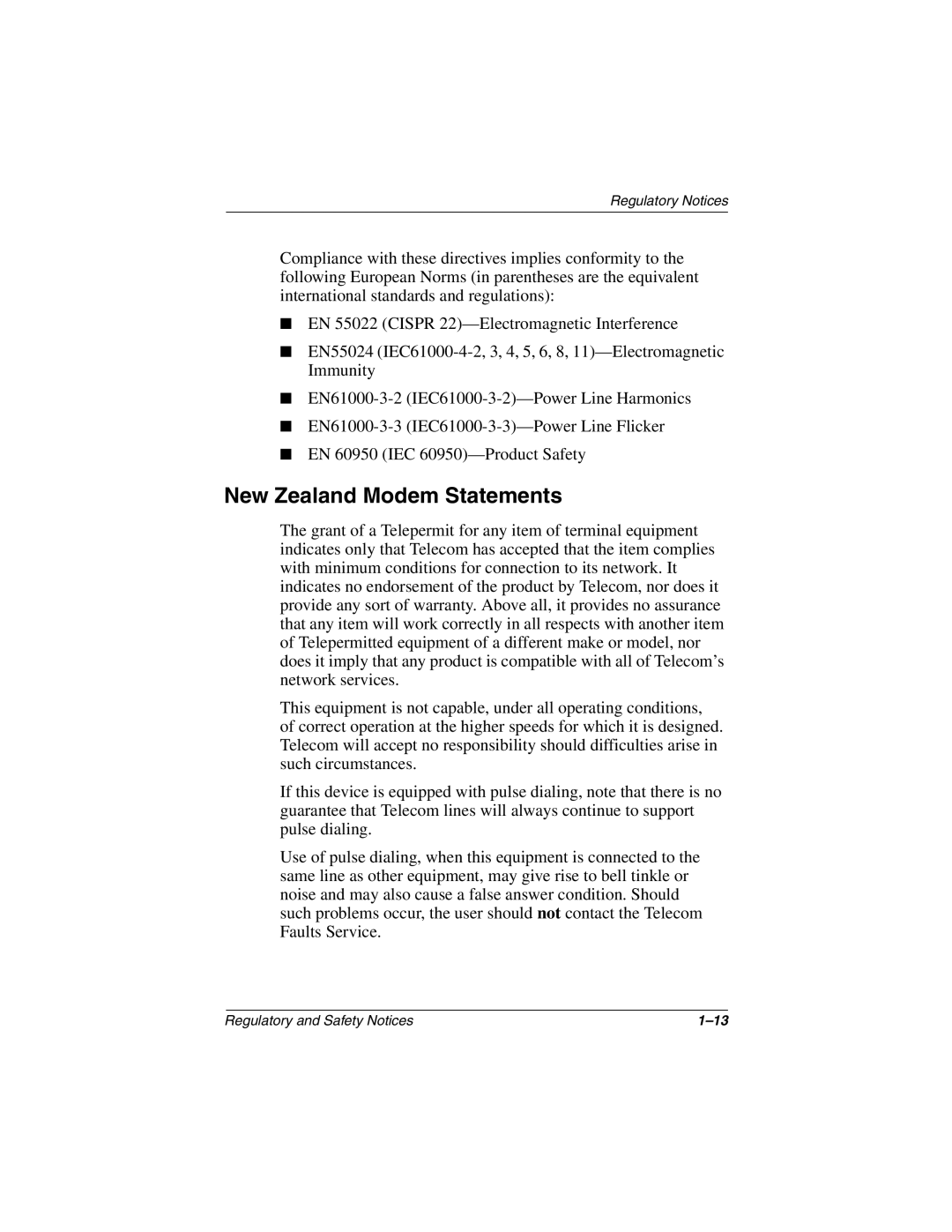 Compaq 3000 Series manual New Zealand Modem Statements 