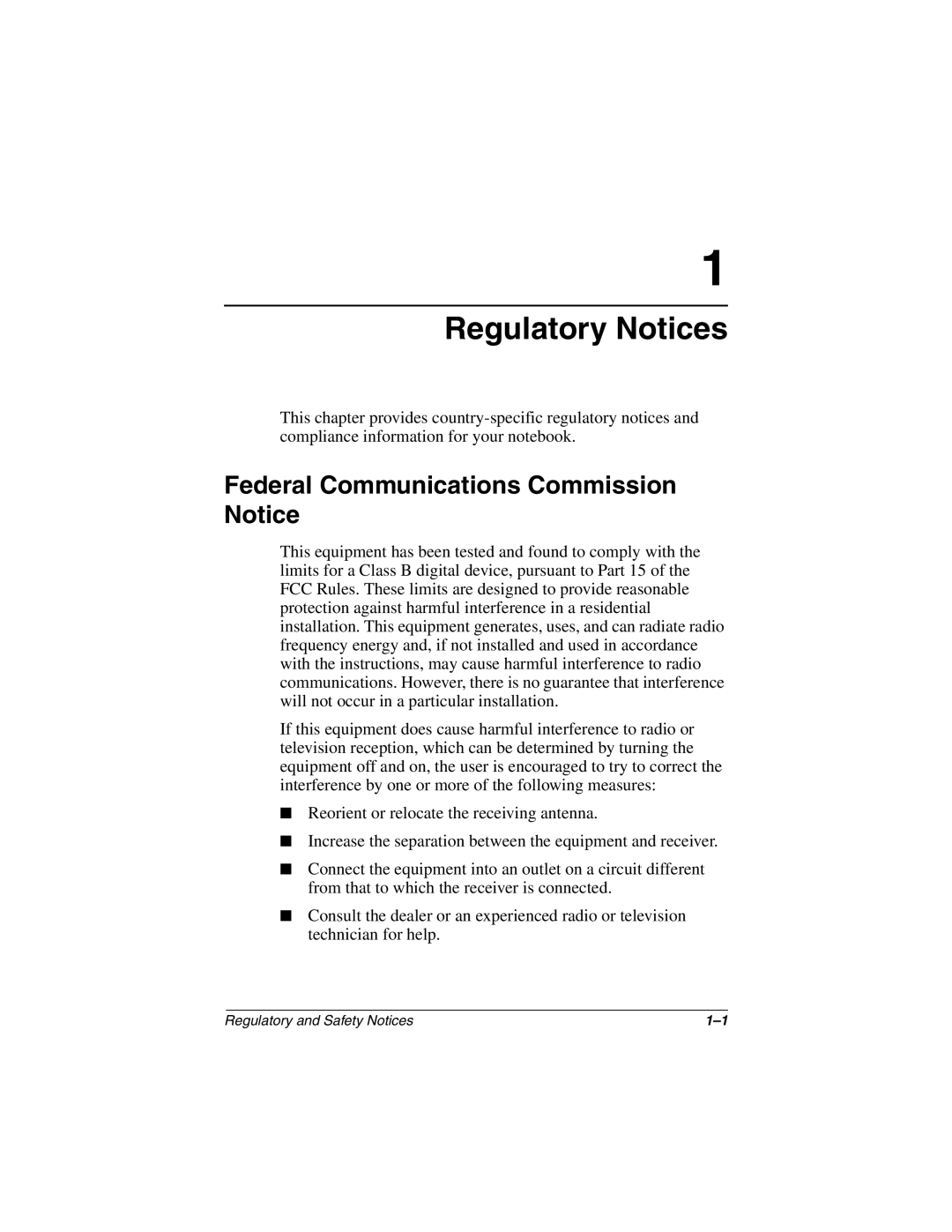 Compaq 3000 Series manual Regulatory Notices, Federal Communications Commission Notice 