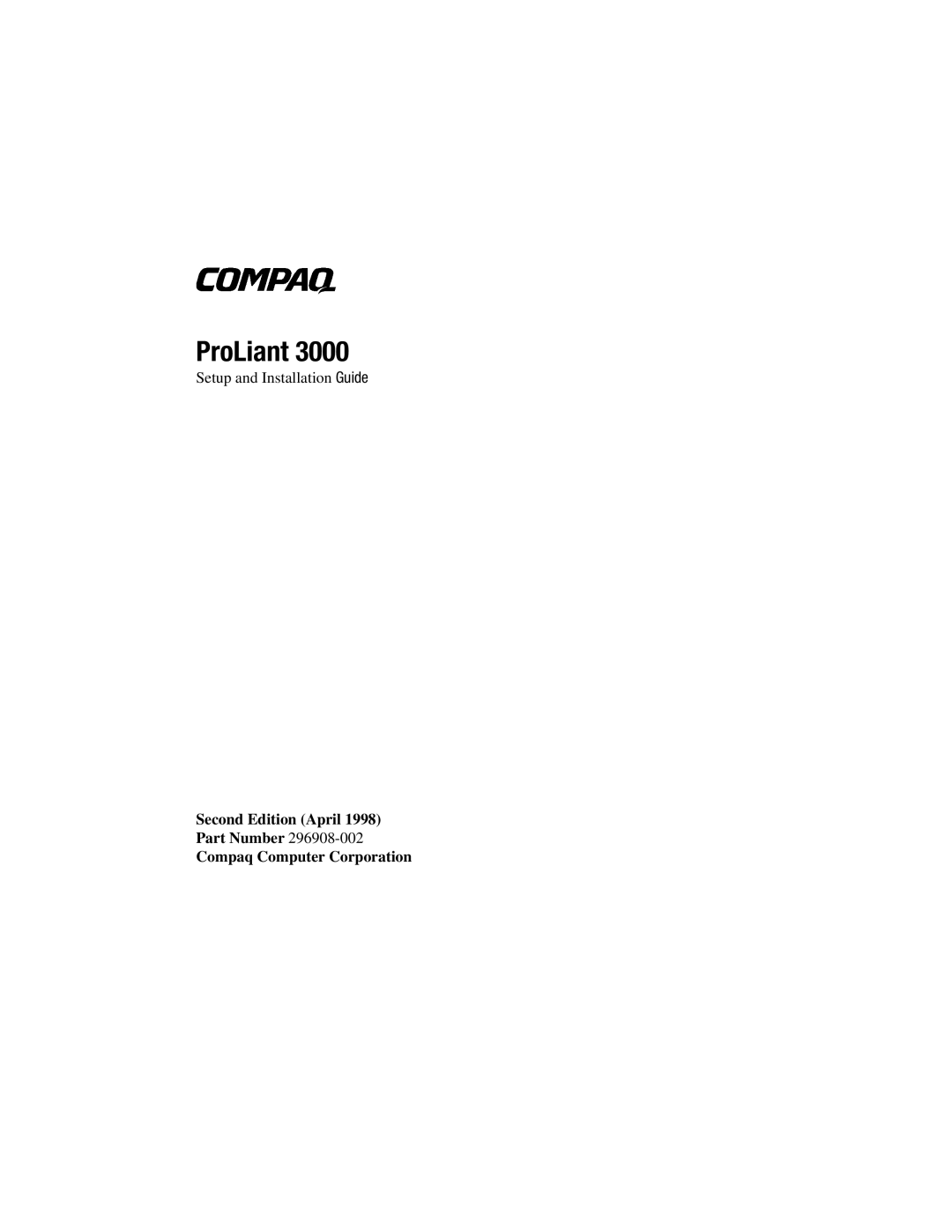 Compaq 3000 manual ProLiant 