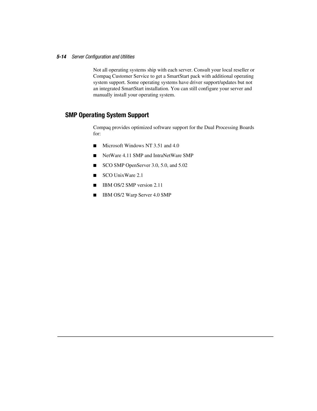 Compaq 3000 manual SMP Operating System Support, 14Server Configuration and Utilities 