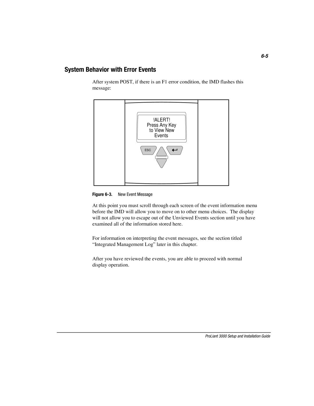 Compaq 3000 manual System Behavior with Error Events, Alert 