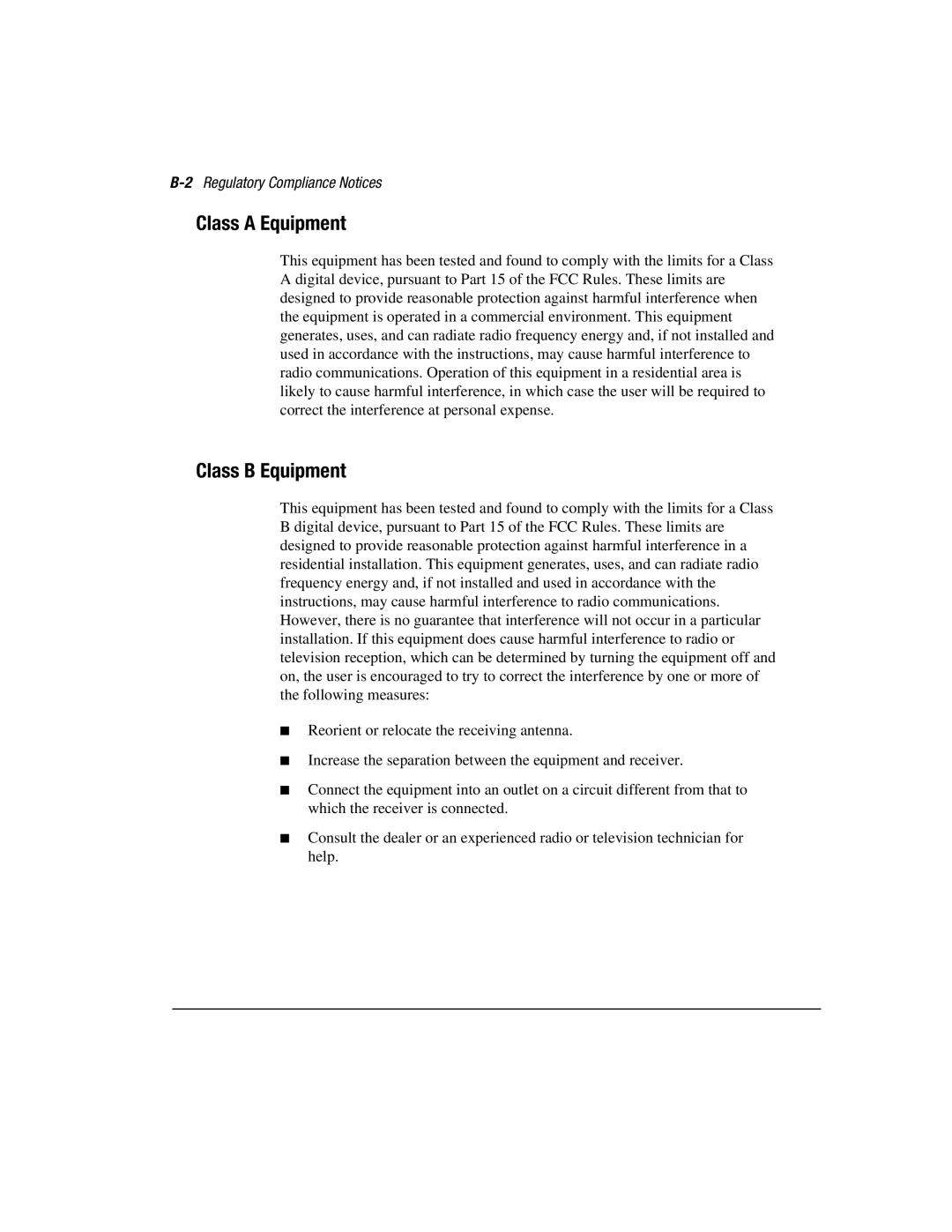 Compaq 3000 manual Class a Equipment, Class B Equipment, 2Regulatory Compliance Notices 