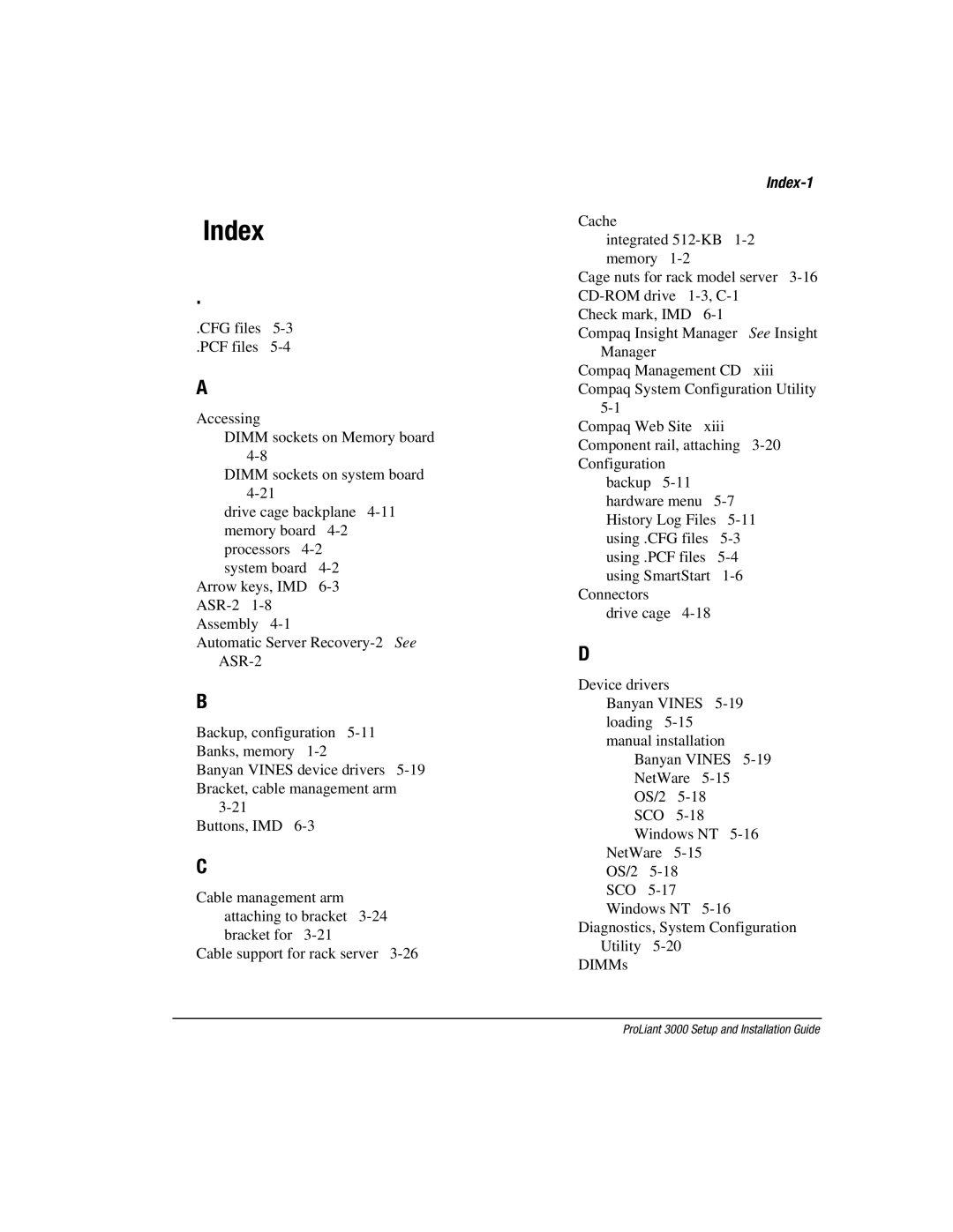 Compaq 3000 manual Index-1 