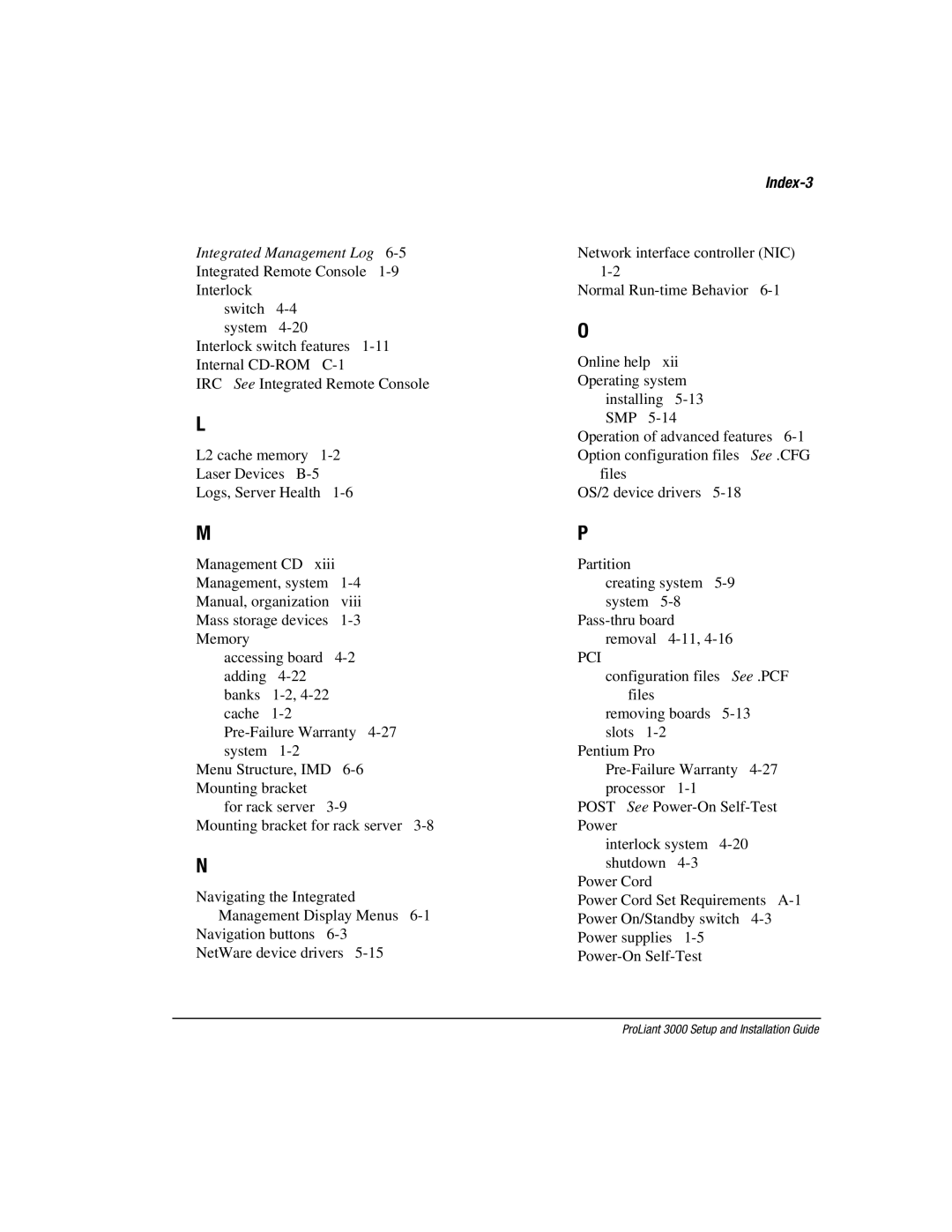 Compaq 3000 manual Index-3 