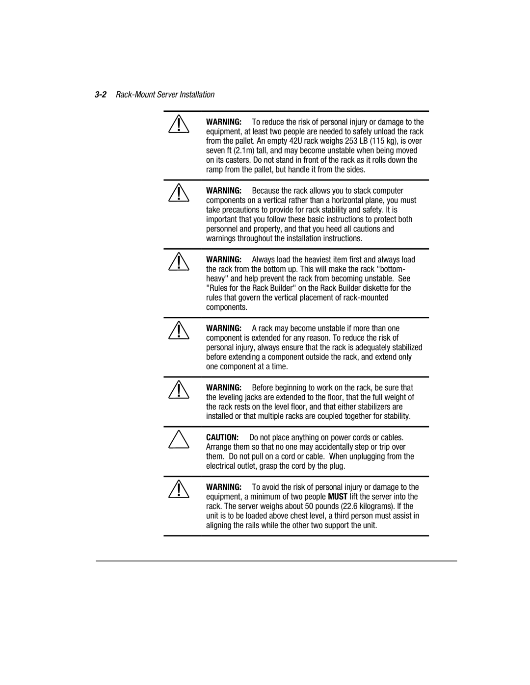 Compaq 3000 manual 2Rack-Mount Server Installation 