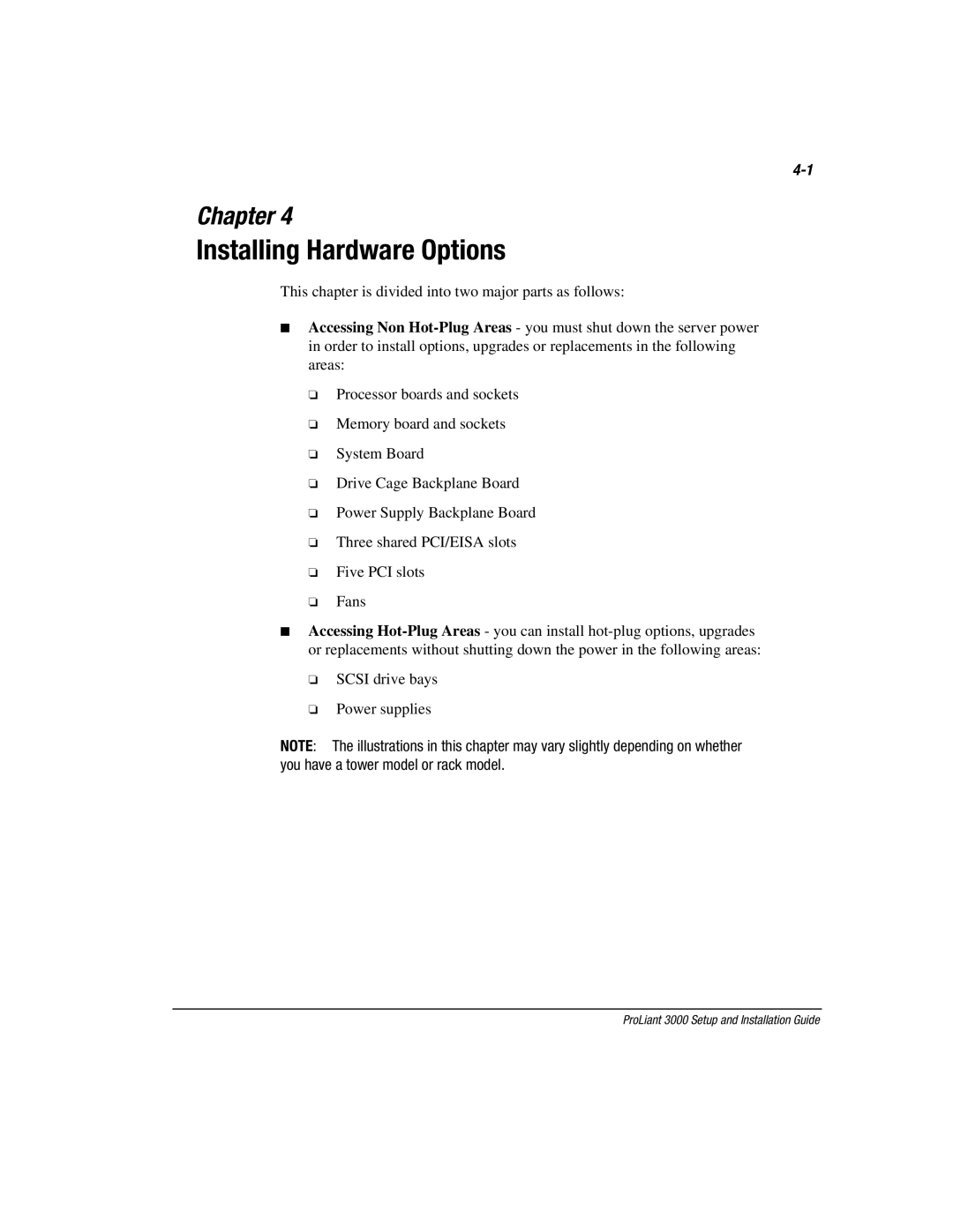 Compaq 3000 manual Installing Hardware Options 