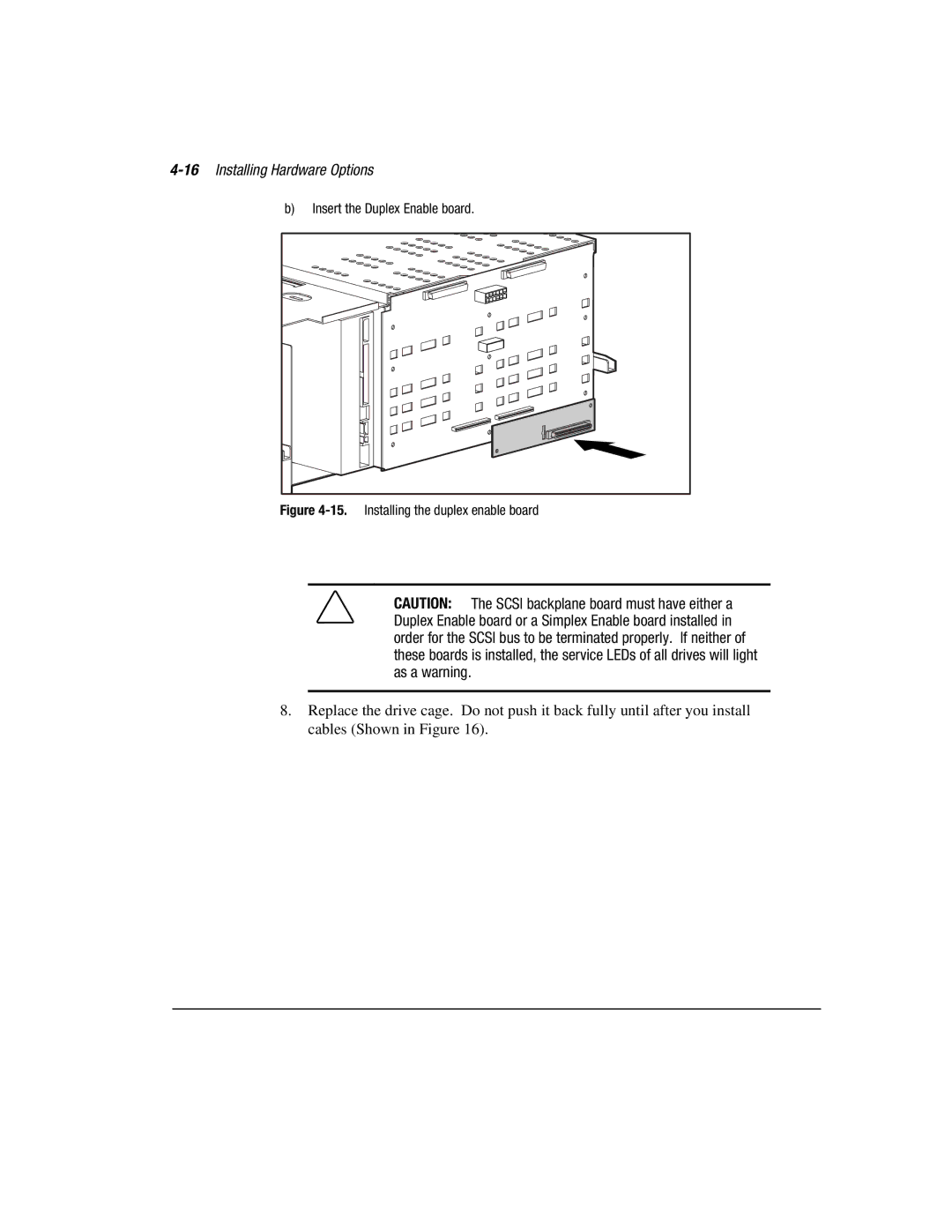 Compaq 3000 manual 16Installing Hardware Options, Installing the duplex enable board 