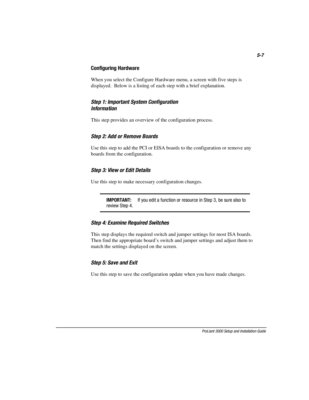 Compaq 3000 manual Configuring Hardware, Add or Remove Boards 