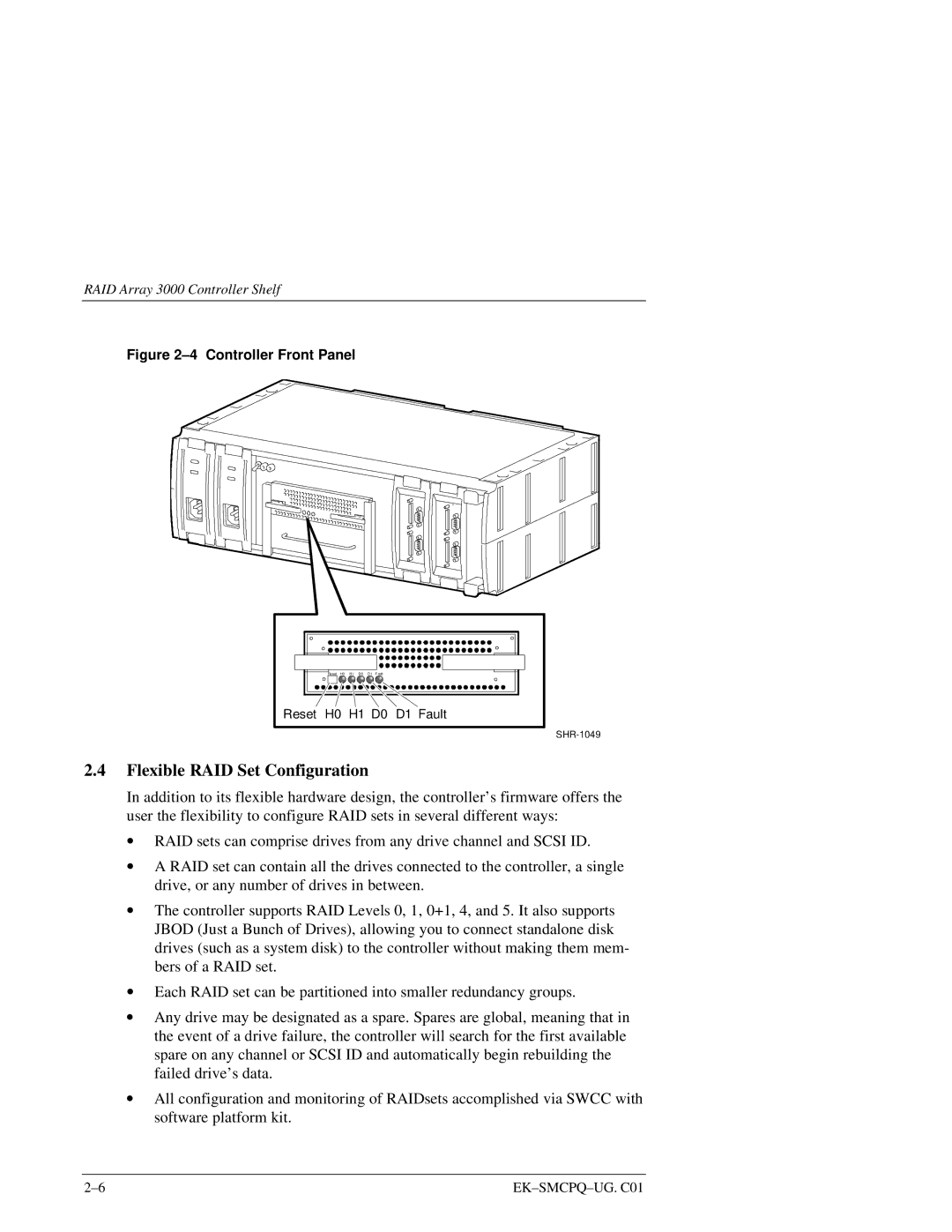 Compaq 3000 manual Flexible RAID Set Configuration, Controller Front Panel 