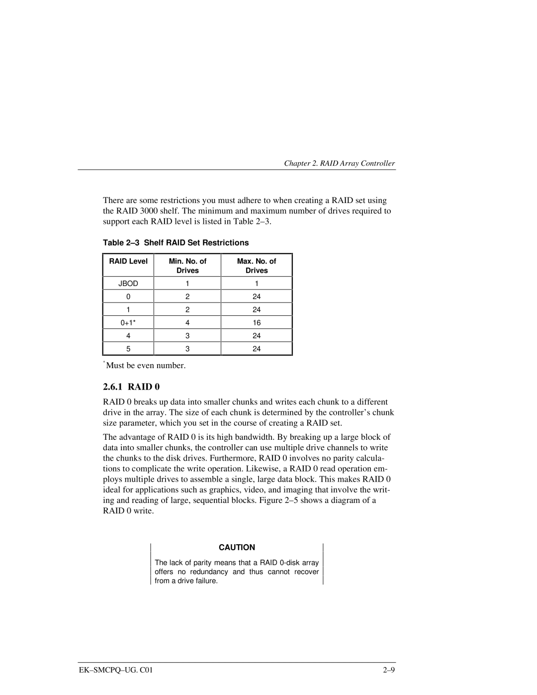 Compaq 3000 manual Raid, Shelf RAID Set Restrictions 