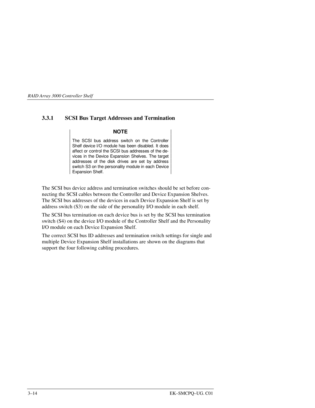 Compaq 3000 manual Scsi Bus Target Addresses and Termination 