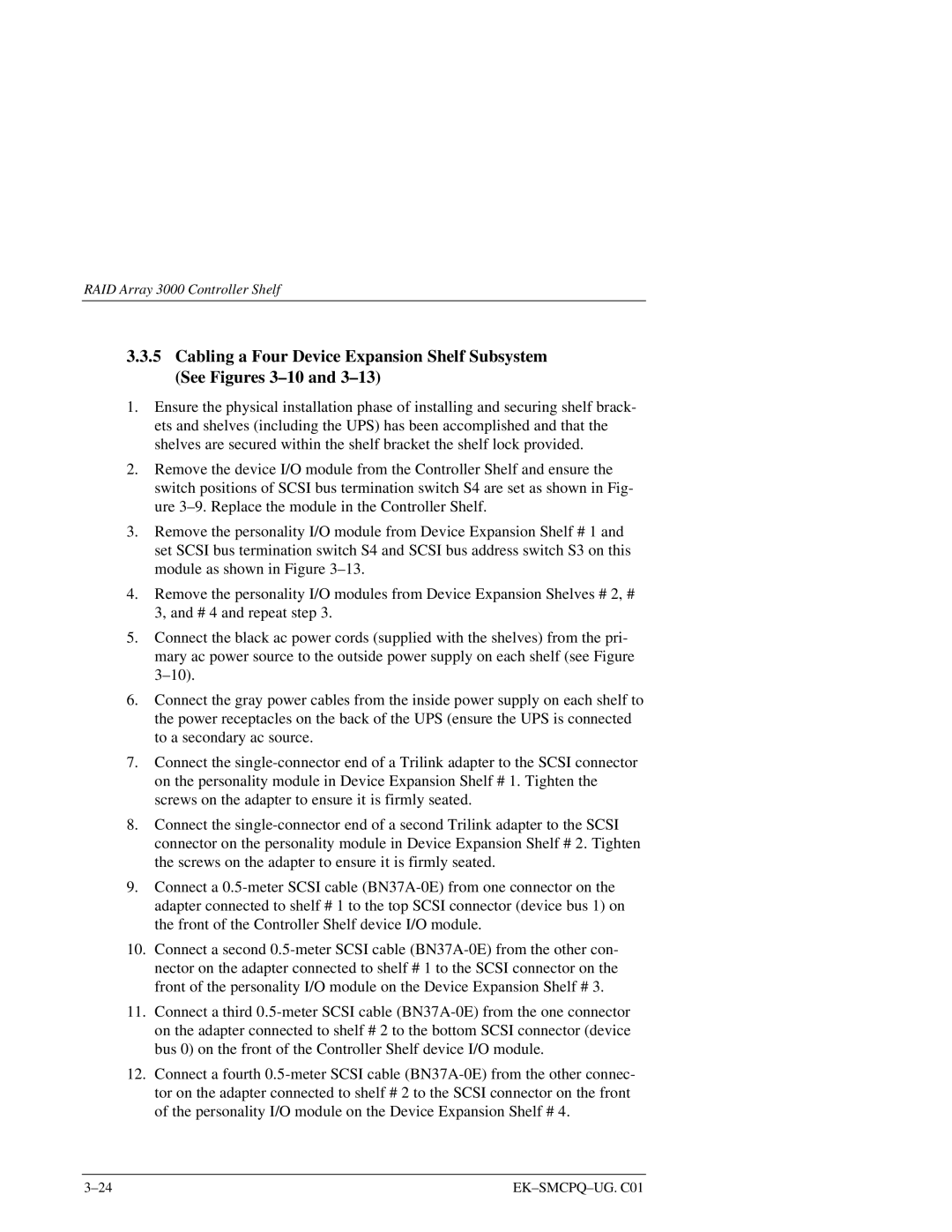 Compaq manual RAID Array 3000 Controller Shelf 