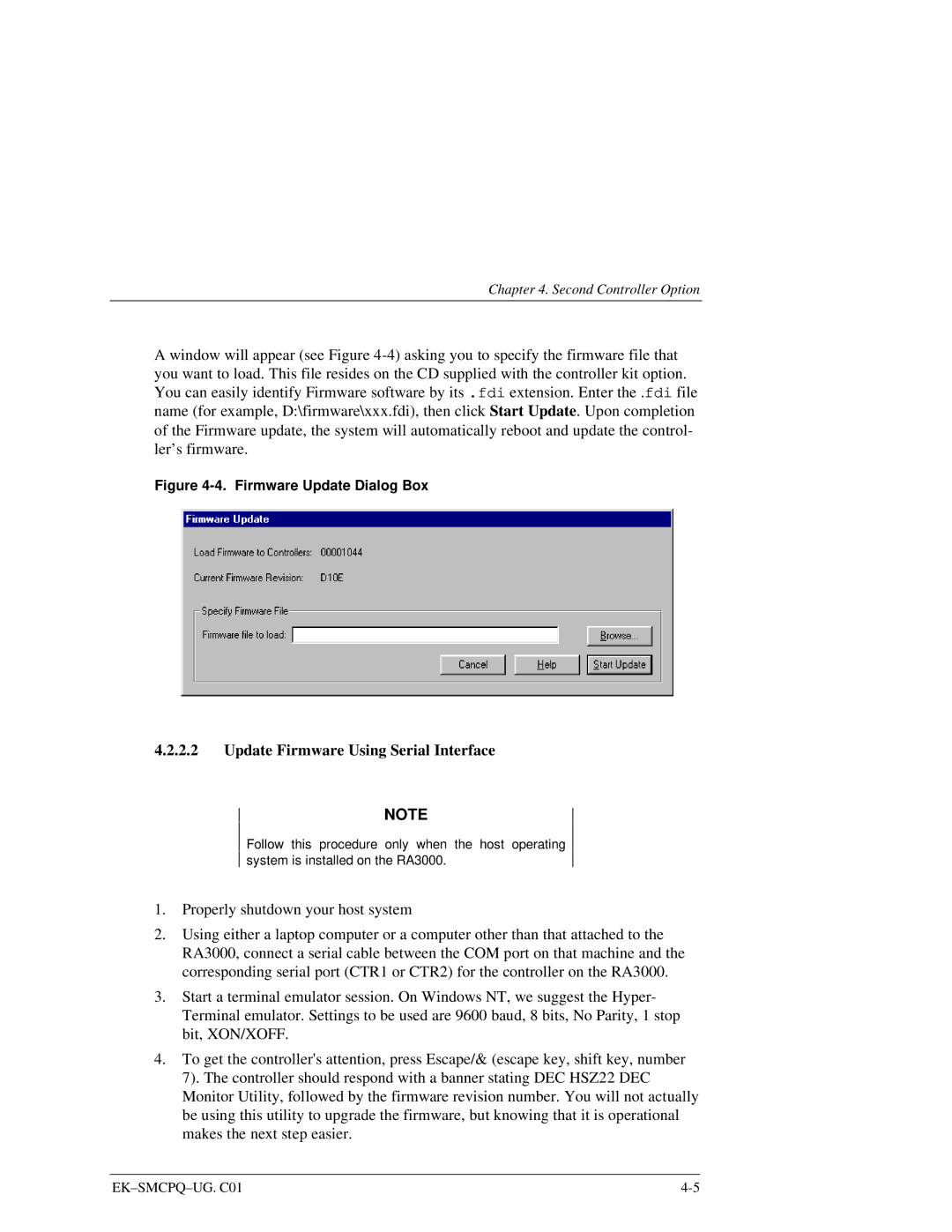 Compaq 3000 manual Update Firmware Using Serial Interface 