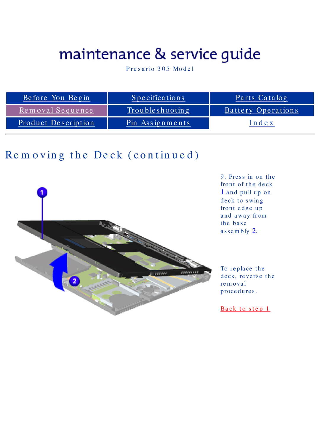 Compaq 305 specifications Back to step 