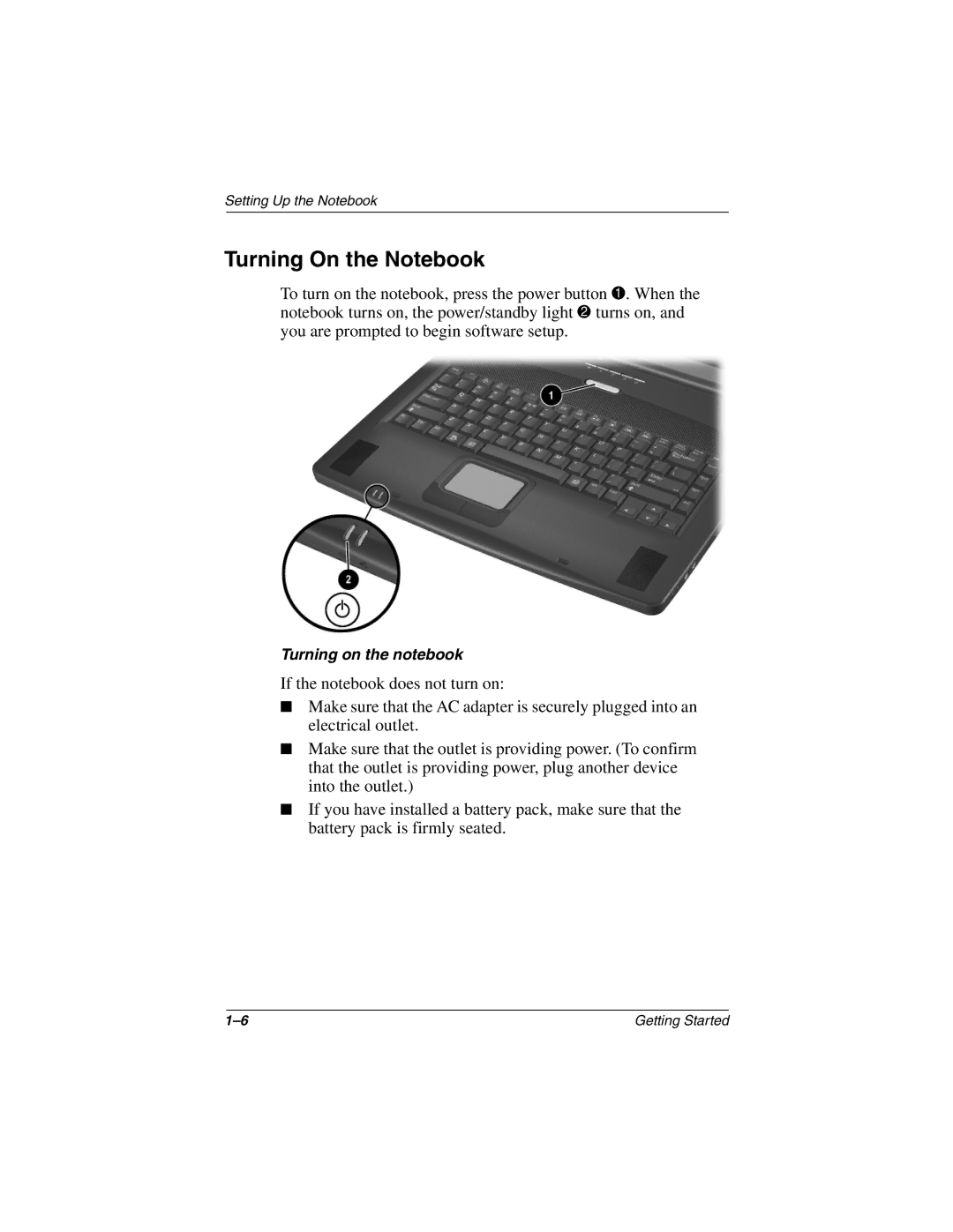 Compaq 307502-001 manual Turning On the Notebook 