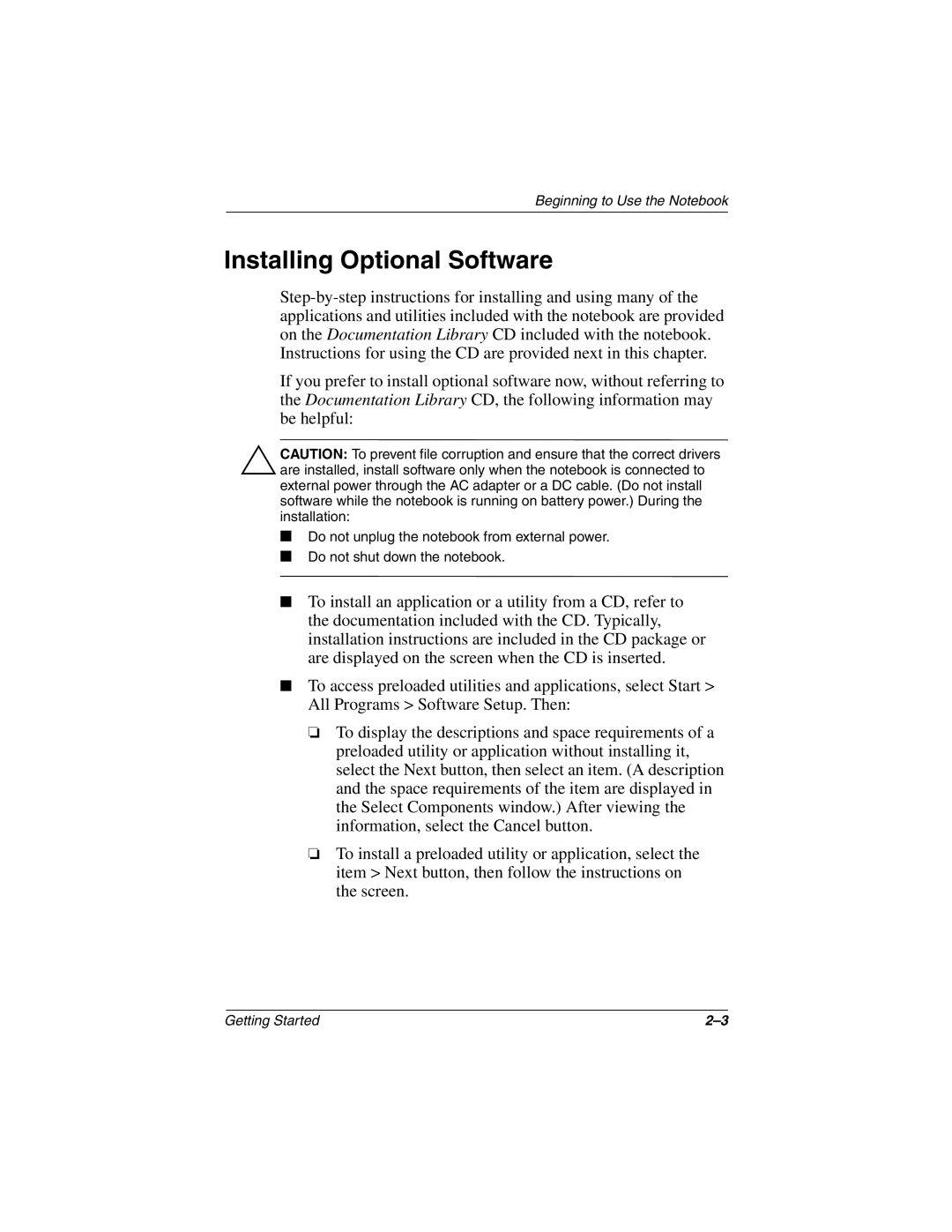 Compaq 307502-001 manual Installing Optional Software 