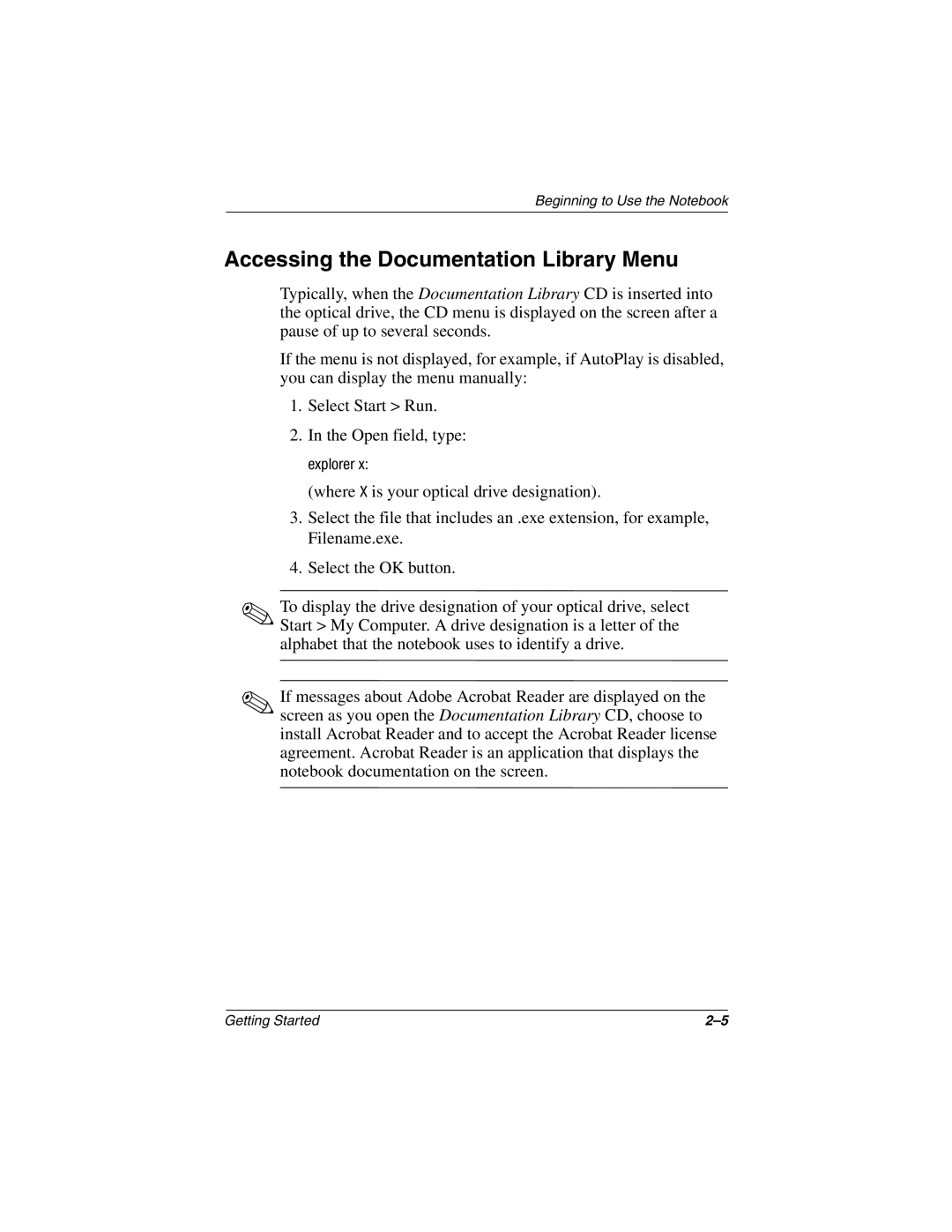 Compaq 307502-001 manual Accessing the Documentation Library Menu 