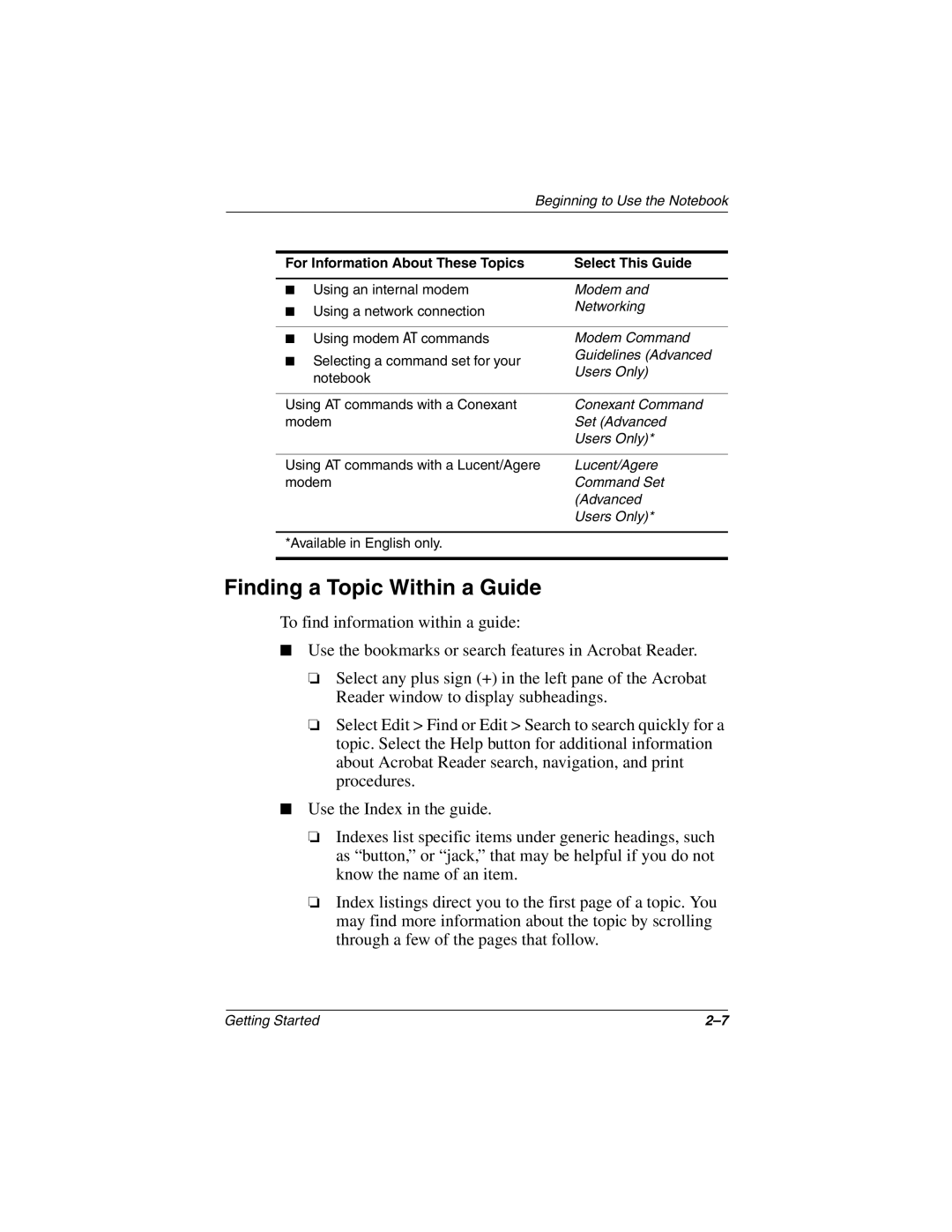 Compaq 307502-001 manual Finding a Topic Within a Guide 