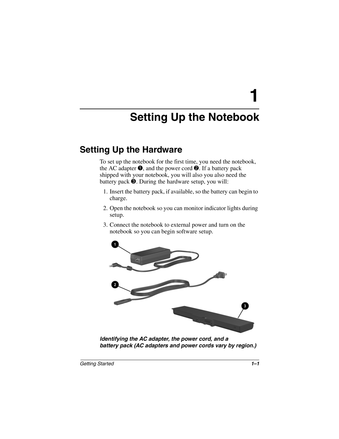 Compaq 307502-001 manual Setting Up the Notebook, Setting Up the Hardware 