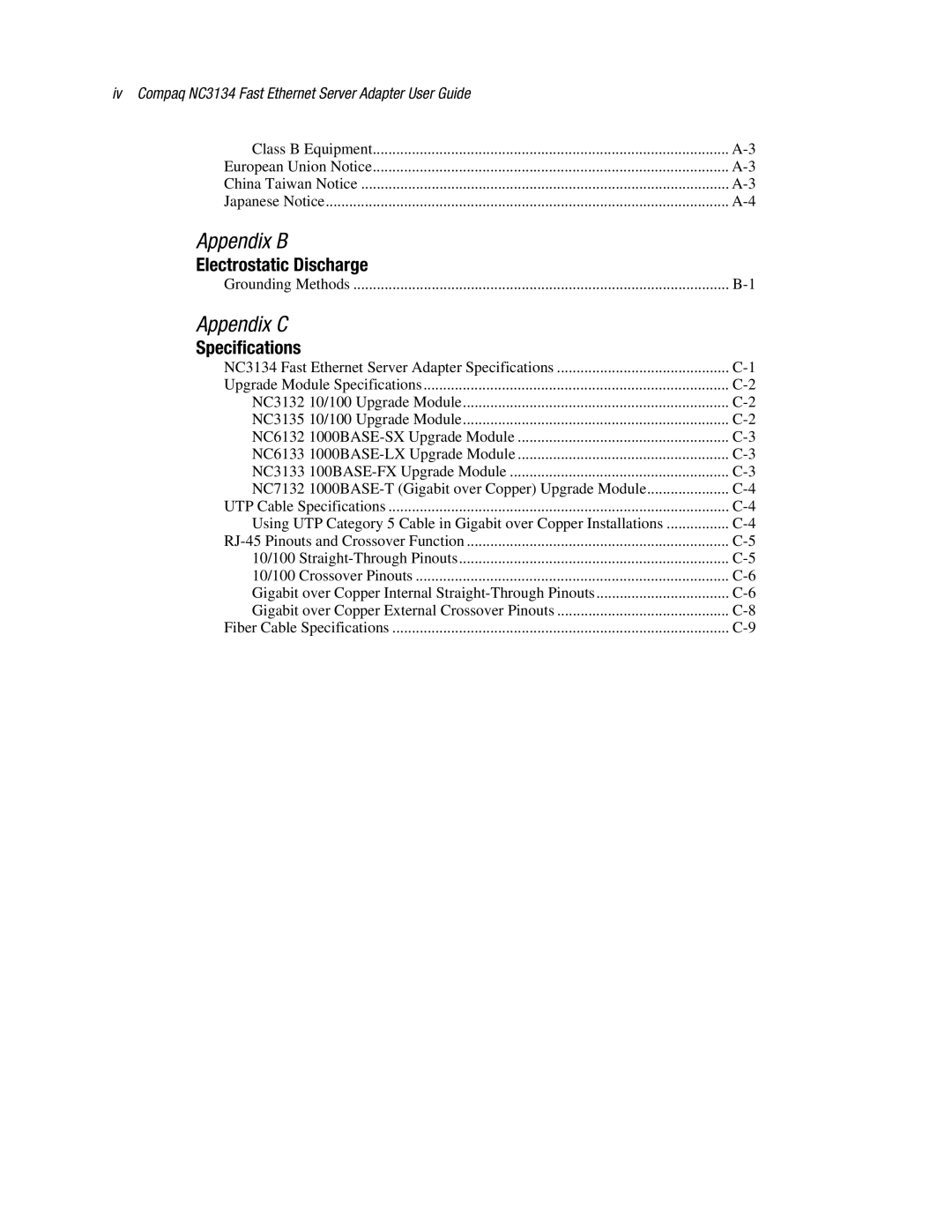 Compaq 3134 manual Appendix B 