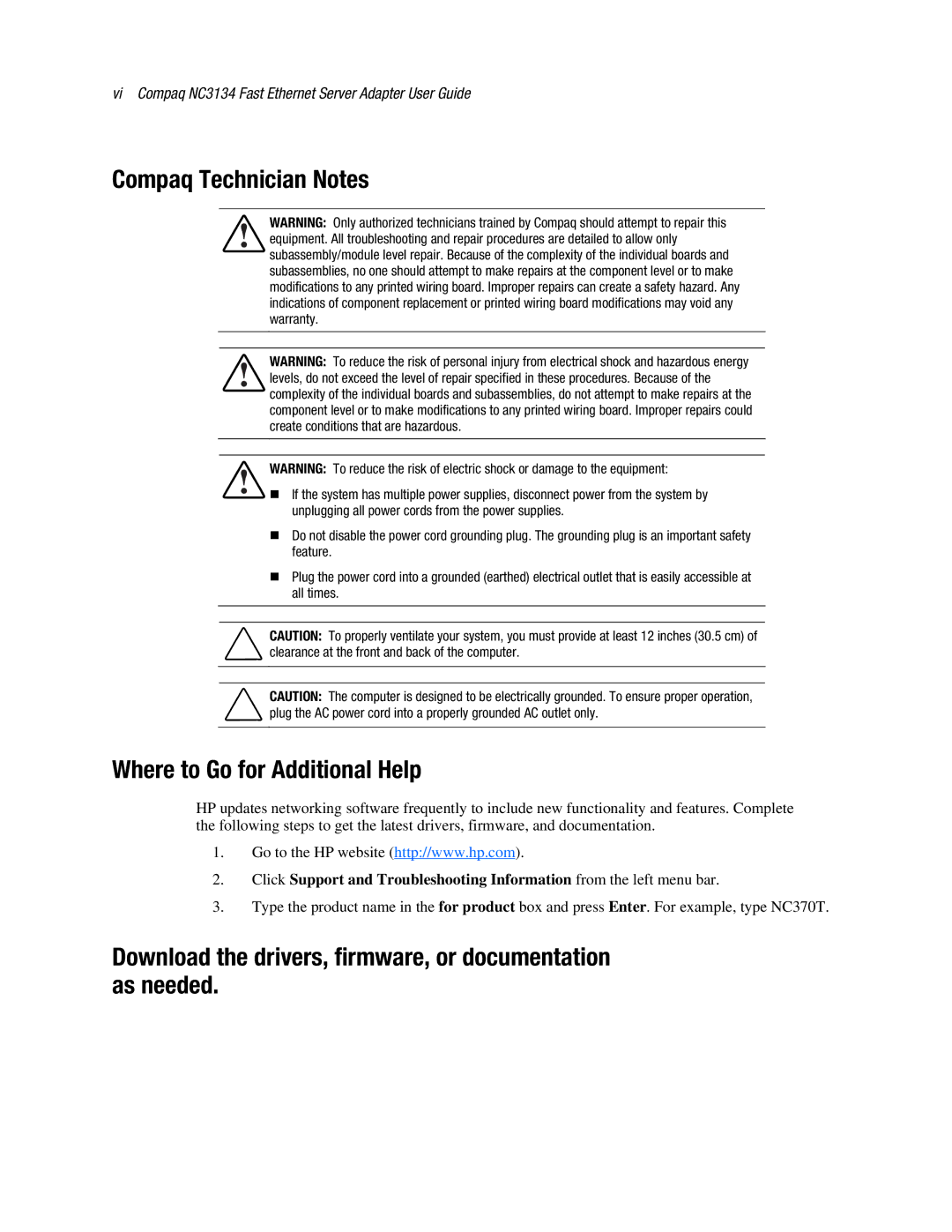 Compaq 3134 manual Compaq Technician Notes, Where to Go for Additional Help 