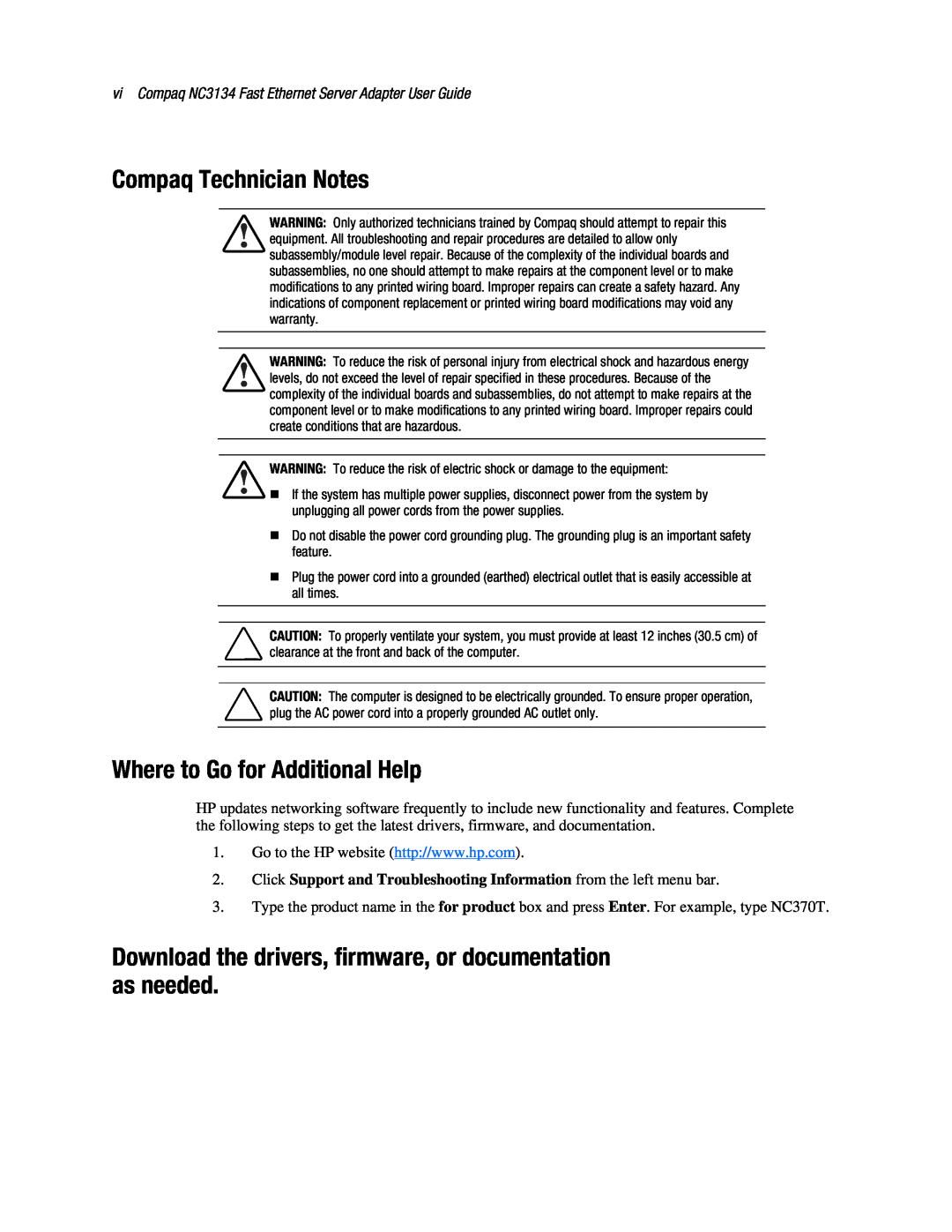 Compaq 3134 manual Compaq Technician Notes, Where to Go for Additional Help 