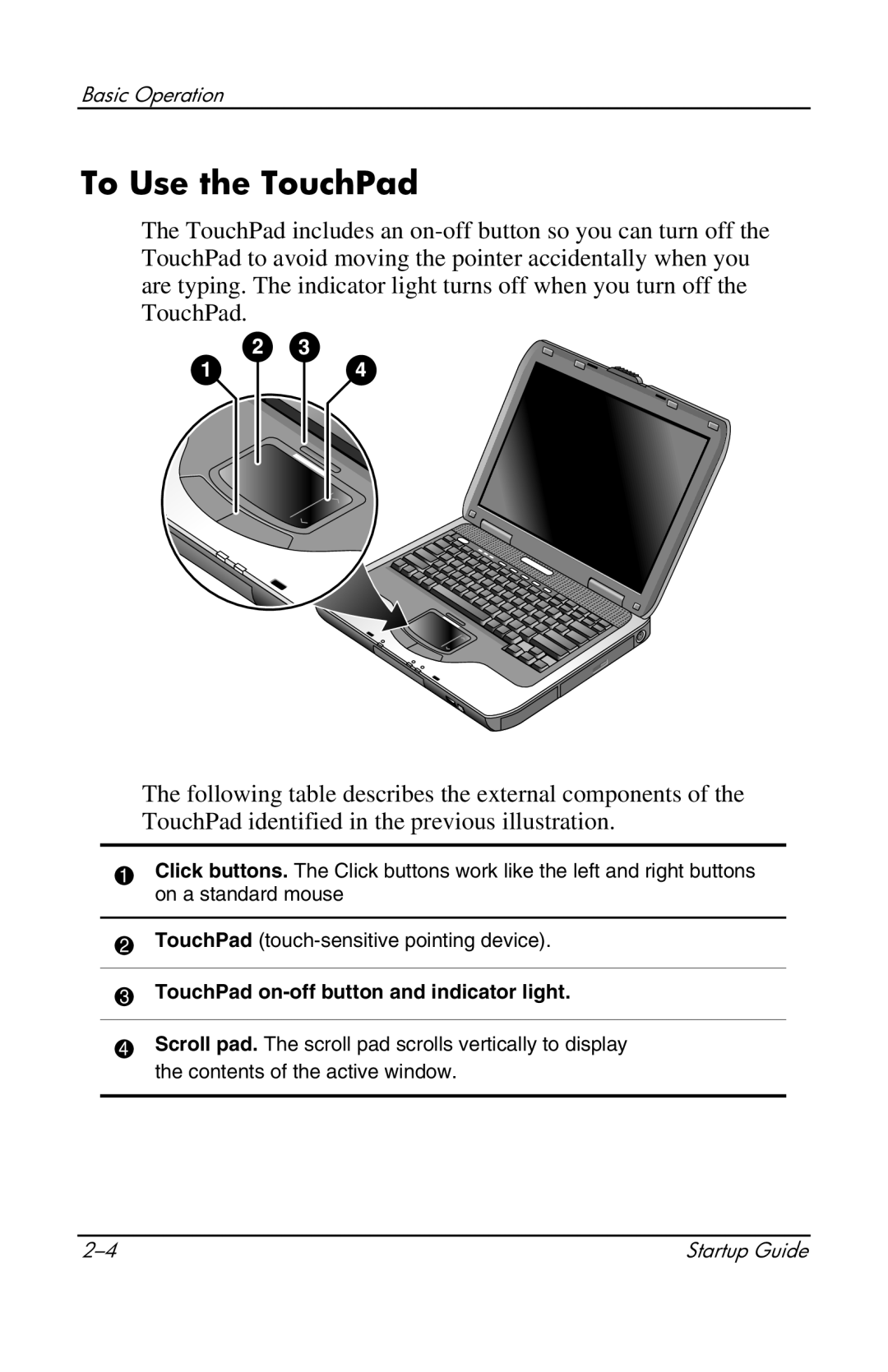 Compaq 319921-001 manual To Use the TouchPad, TouchPad on-off button and indicator light 