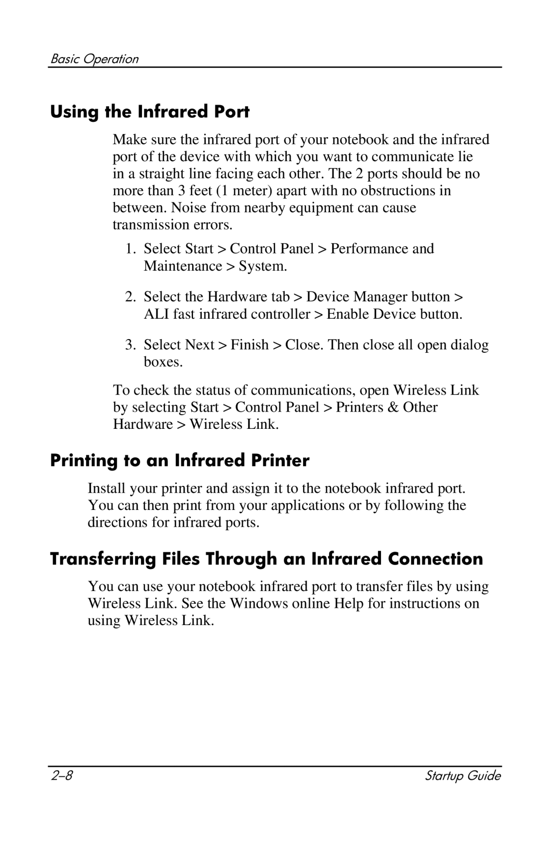 Compaq 319921-001 manual Using the Infrared Port, Printing to an Infrared Printer 