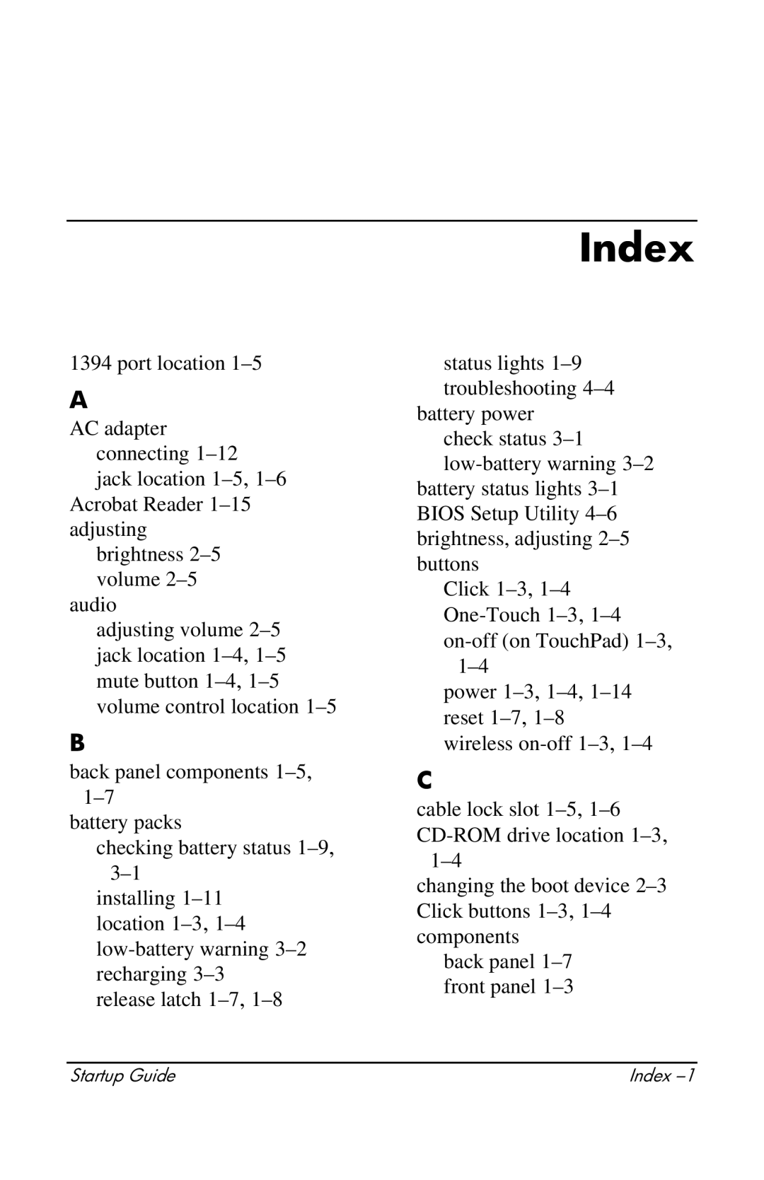 Compaq 319921-001 manual Index 