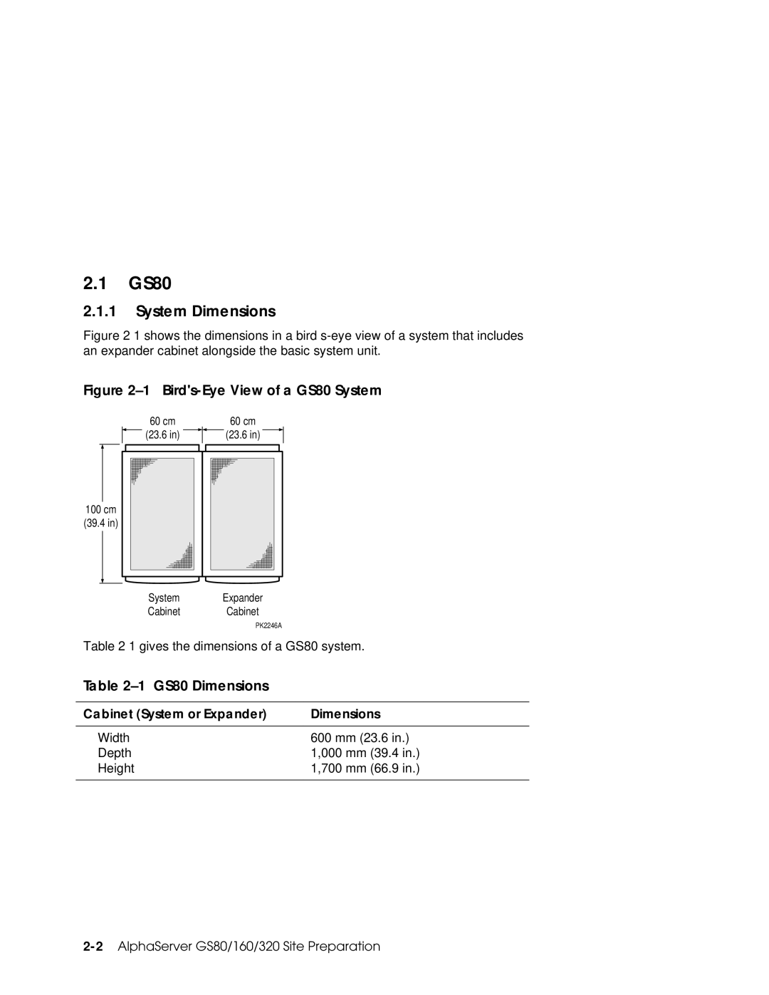 Compaq 320, 160 manual System Dimensions, GS80 Dimensions, Cabinet System or Expander Dimensions 