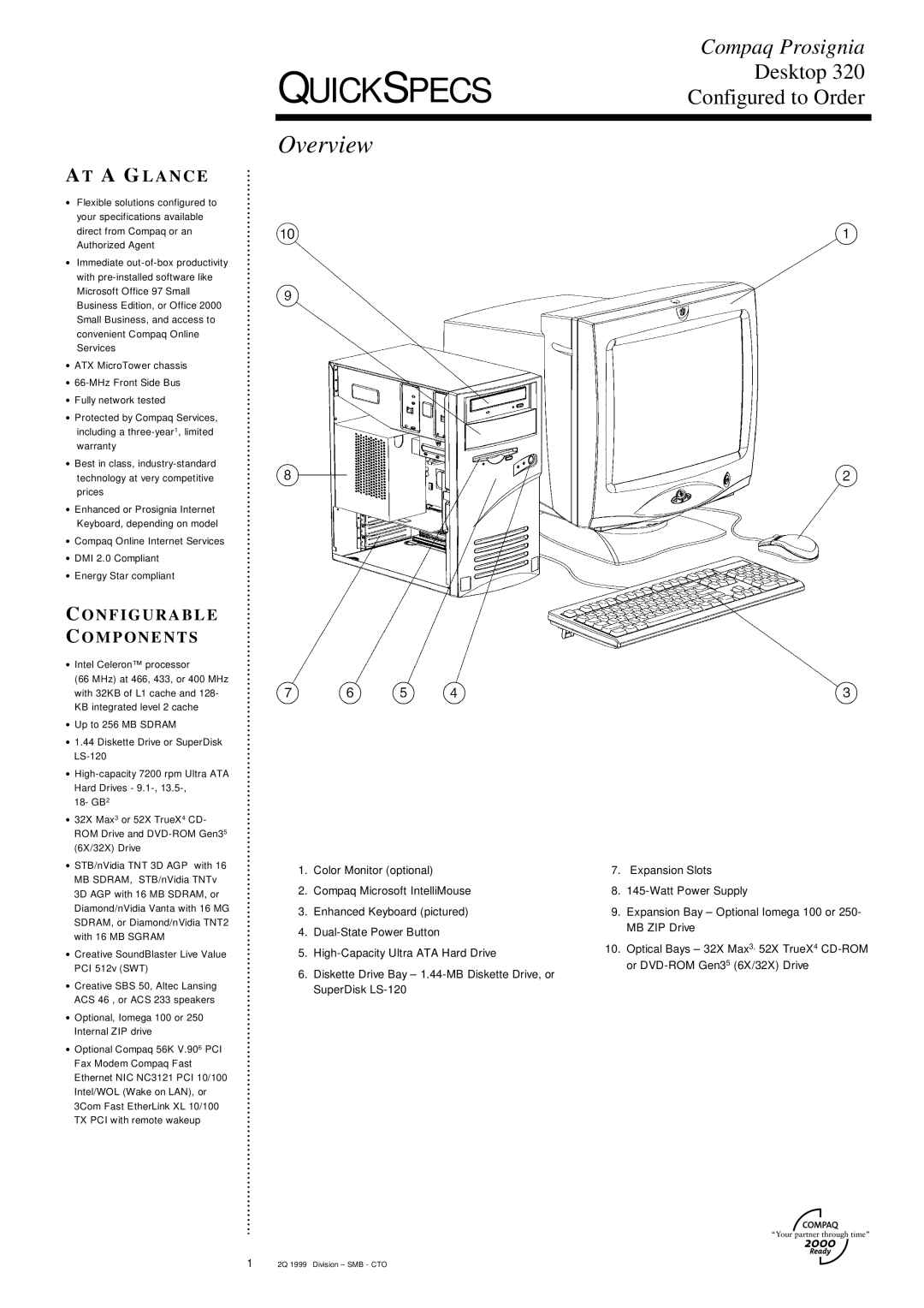 Compaq 320 specifications Overview, A G L a N C E 