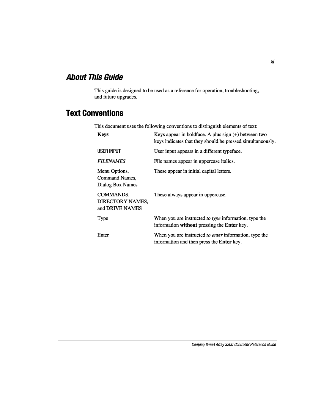 Compaq 3200 manual About This Guide, Text Conventions, Filenames 