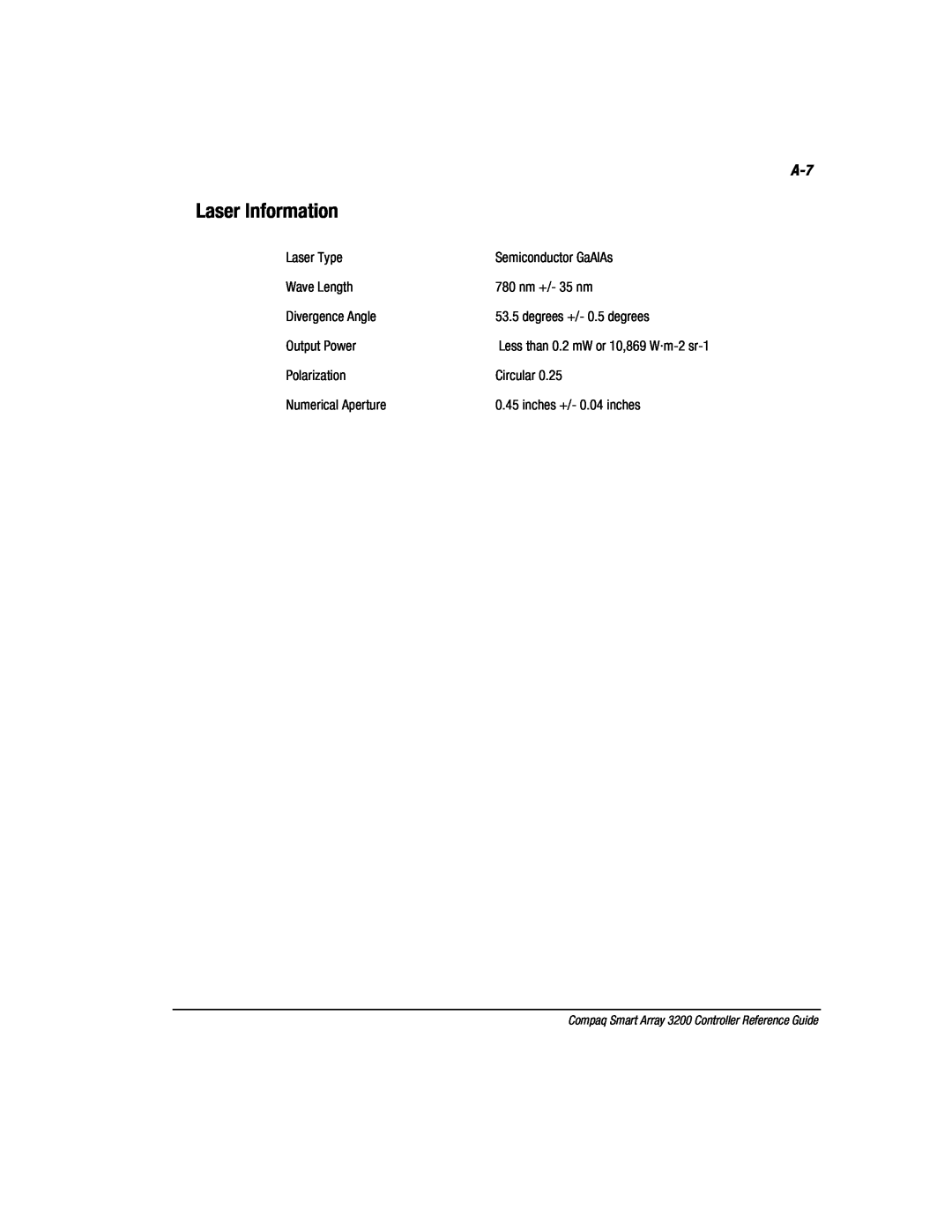 Compaq 3200 manual Laser Information 