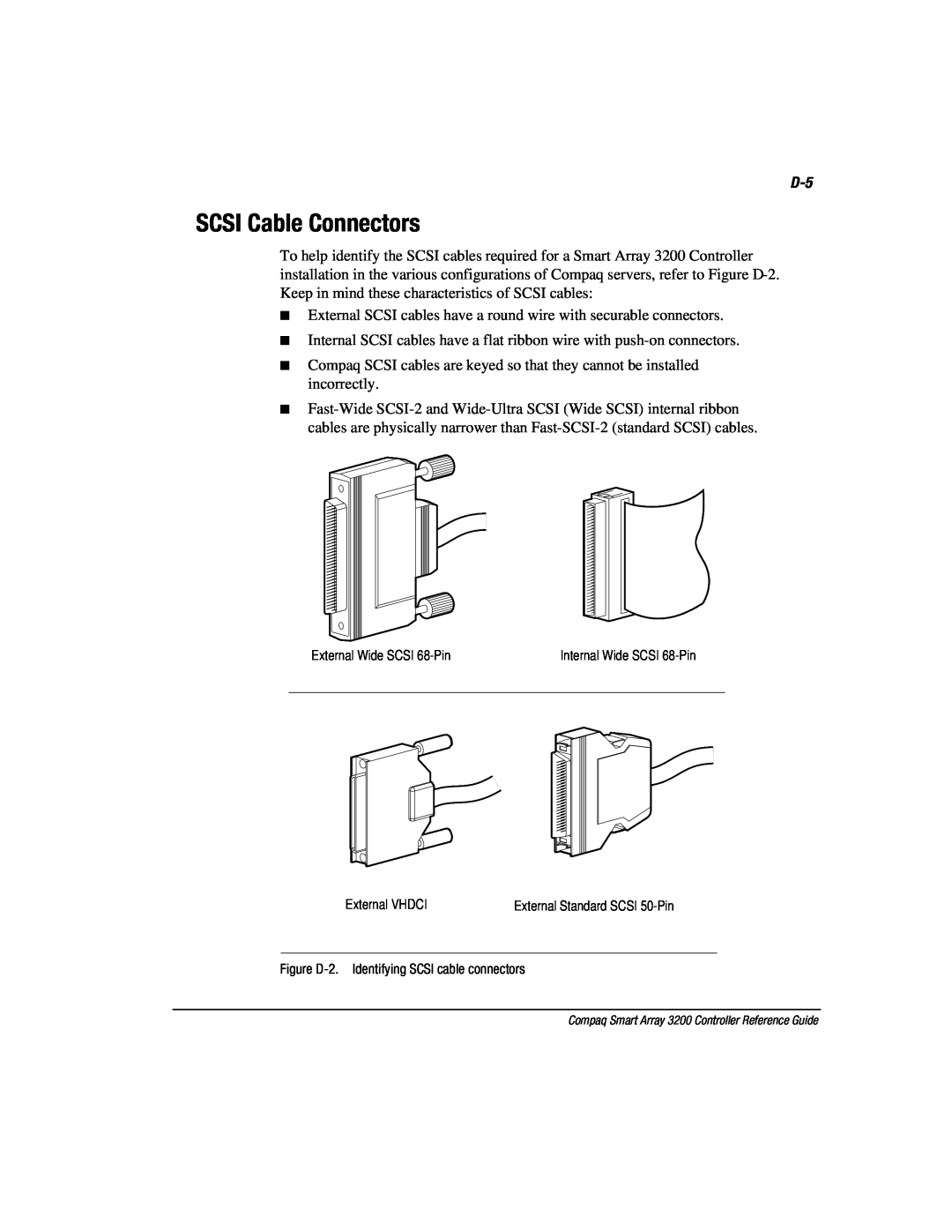 Compaq 3200 manual SCSI Cable Connectors 