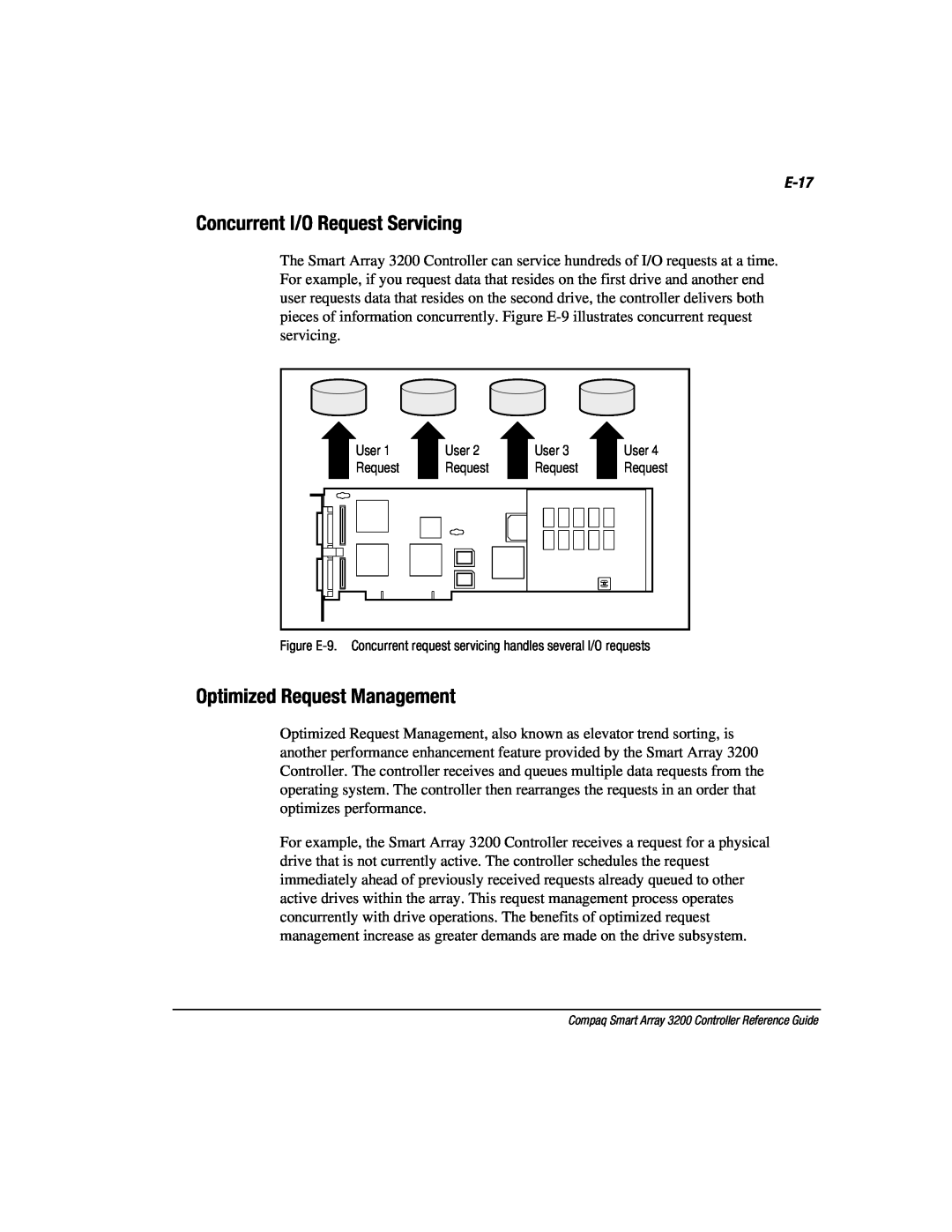Compaq 3200 manual Concurrent I/O Request Servicing, Optimized Request Management, E-17 