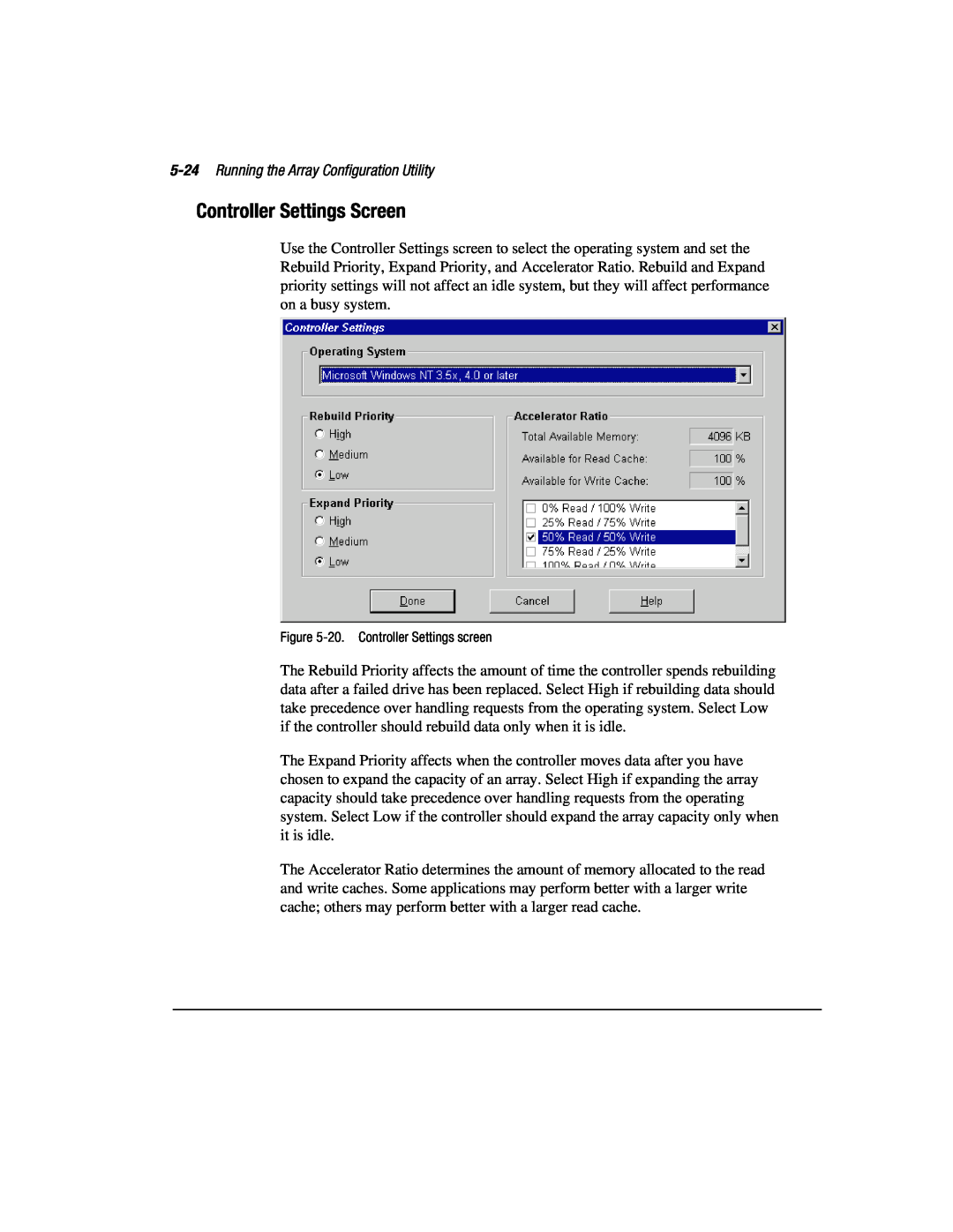Compaq 3200 manual Controller Settings Screen, Running the Array Configuration Utility 