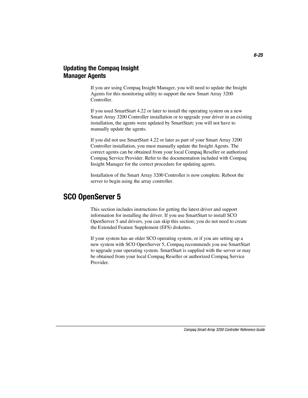 Compaq 3200 manual SCO OpenServer, Updating the Compaq Insight Manager Agents 